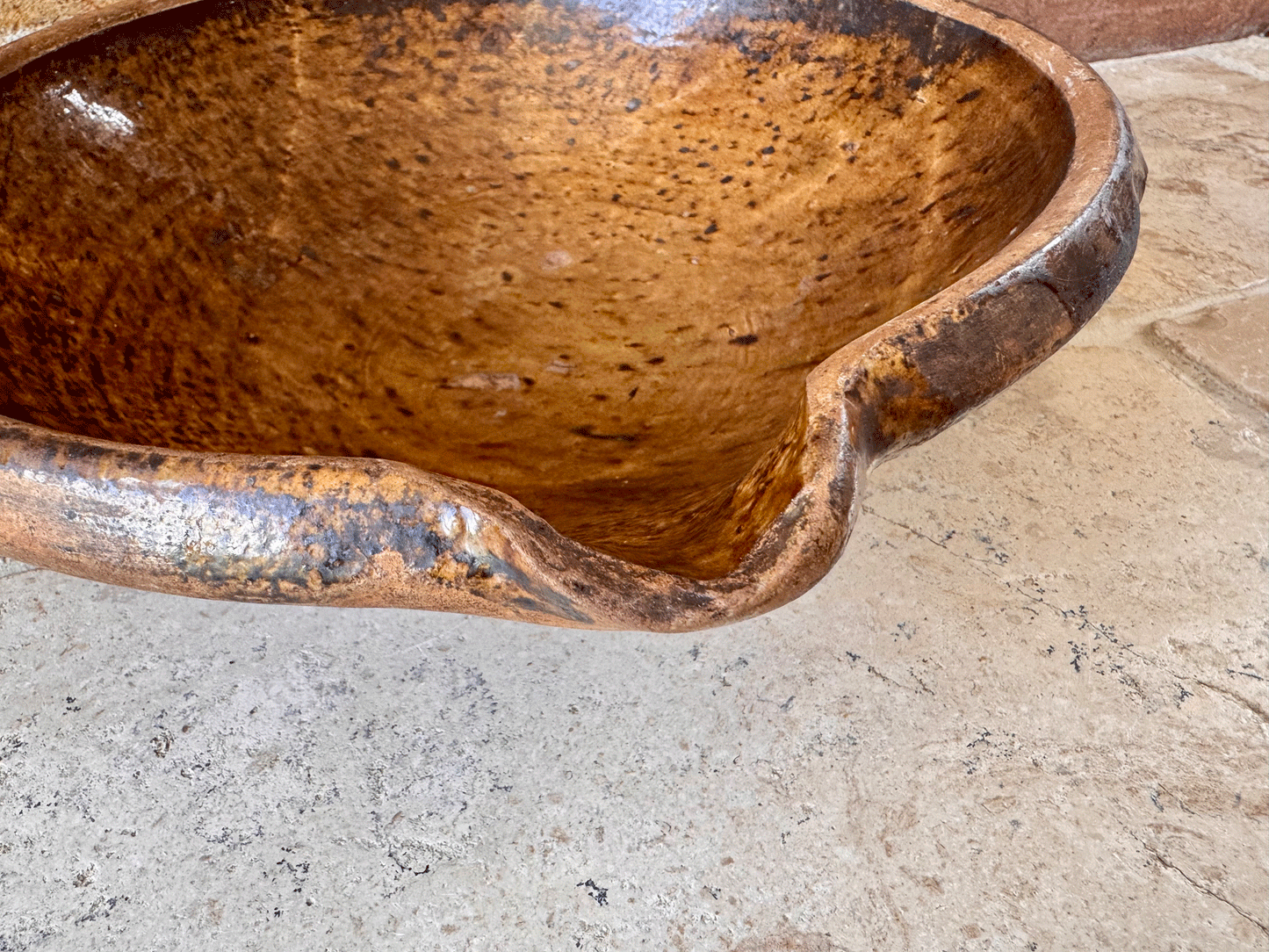 rustic antique belgian glazed earthenware terracotta pancheon dairy milk pan tian mixing bowl