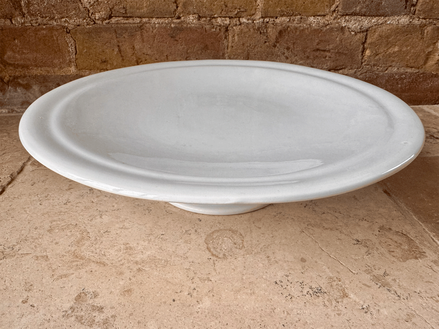 antique 19th century 800s extra large plain white ironstone cake stand butchers patisserie