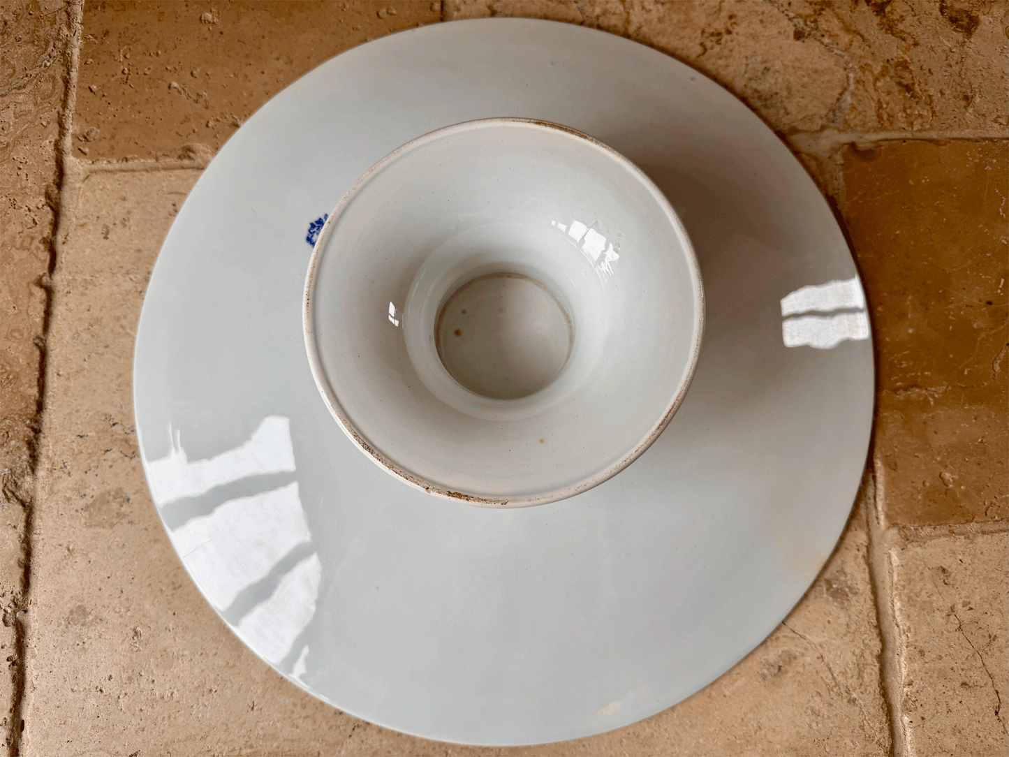 antique 19th century 800s extra large plain white ironstone cake stand butchers patisserie