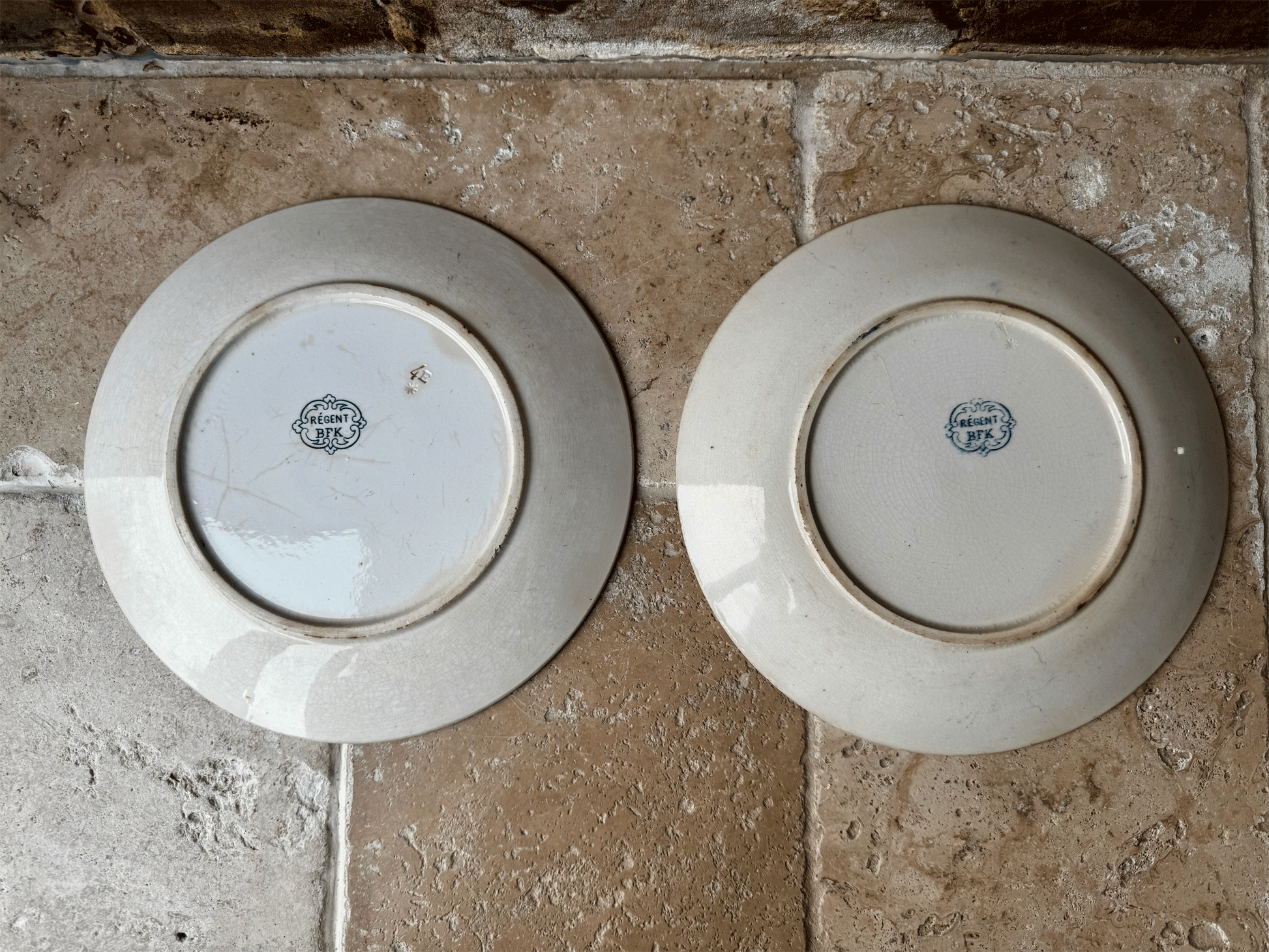 antique belgian ironstone terre de fer boch freres bfk regent teal transferware dinner plate 