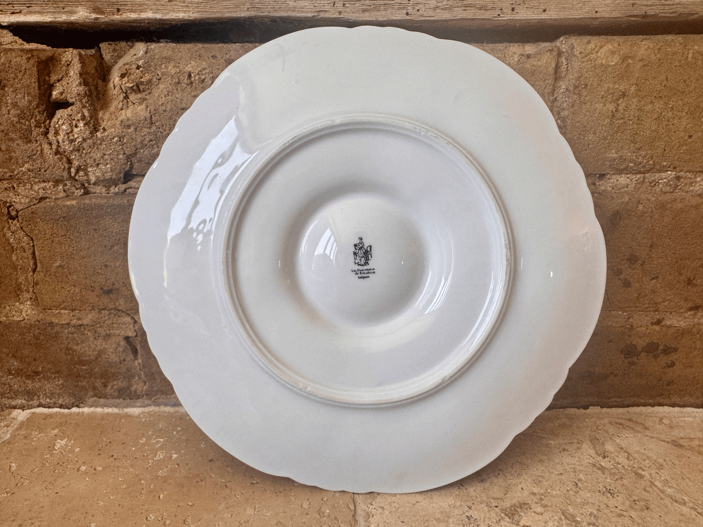 vintage belgian mid century porcelain oyster plate gold trim porcelaine de baudour