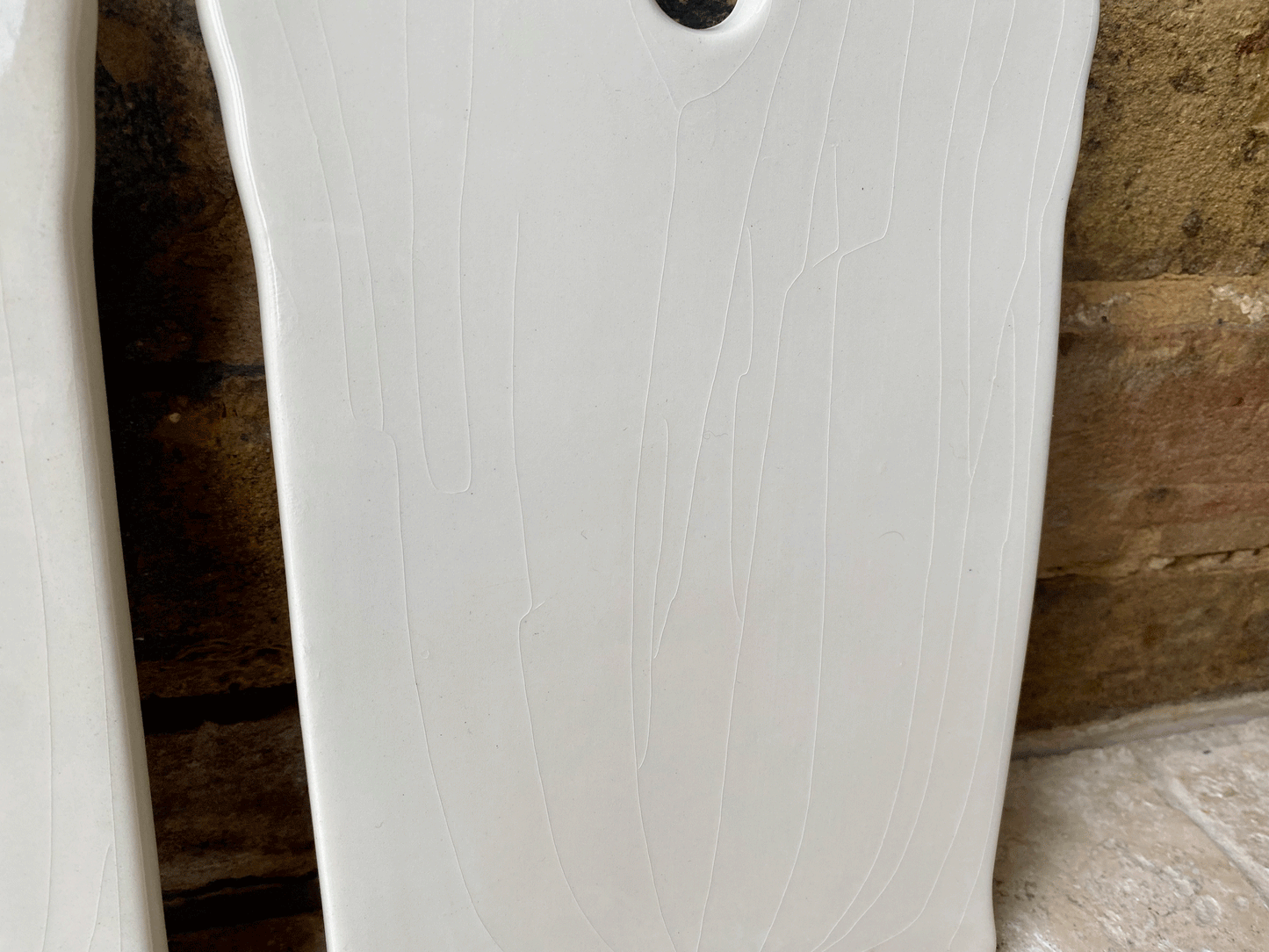 vintage belgian plain white ironstone cutting onion board boch