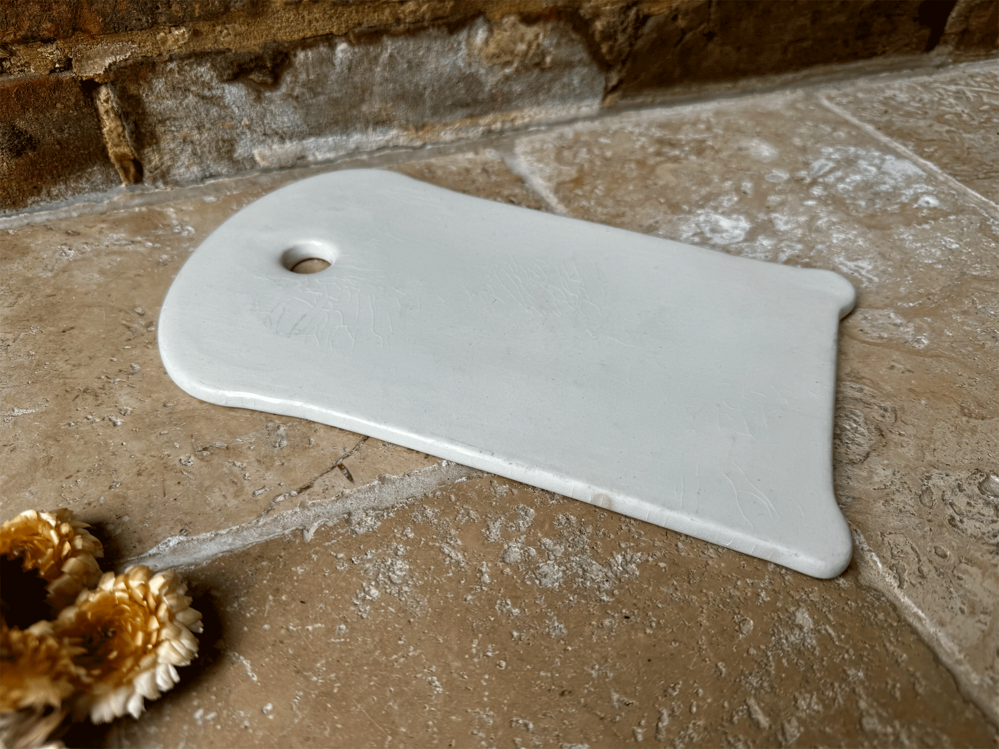 vintage belgian plain white ironstone onion cutting board