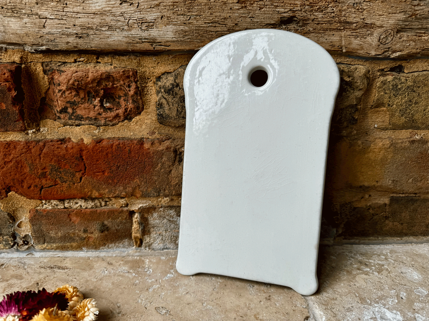 vintage belgian plain white ironstone onion cutting board