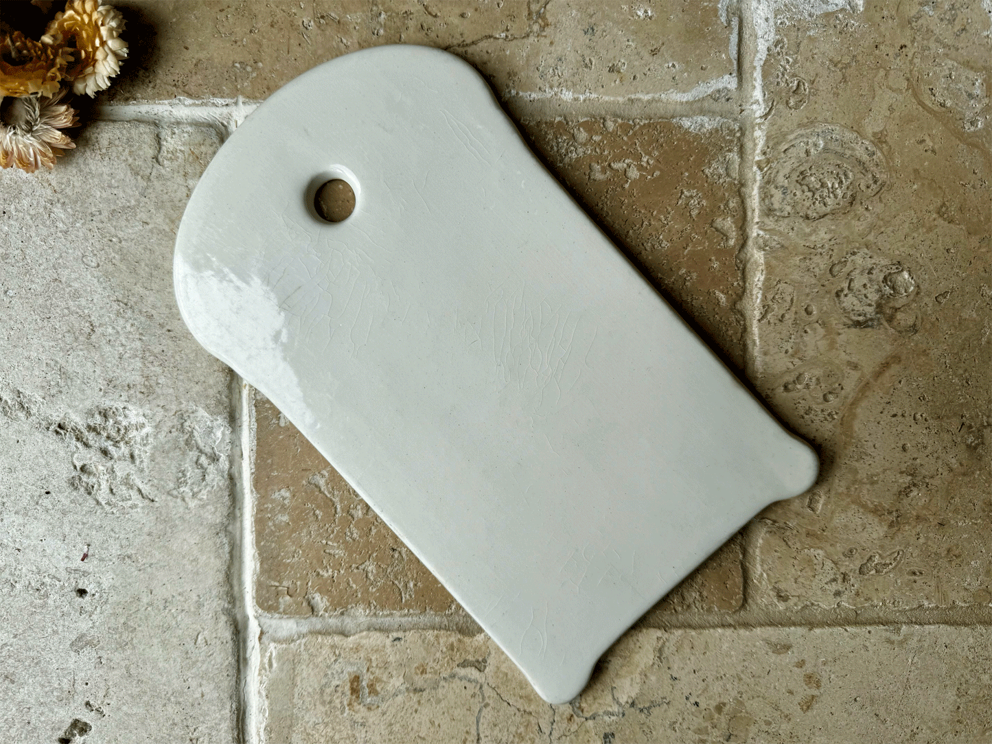 vintage belgian plain white ironstone onion cutting board