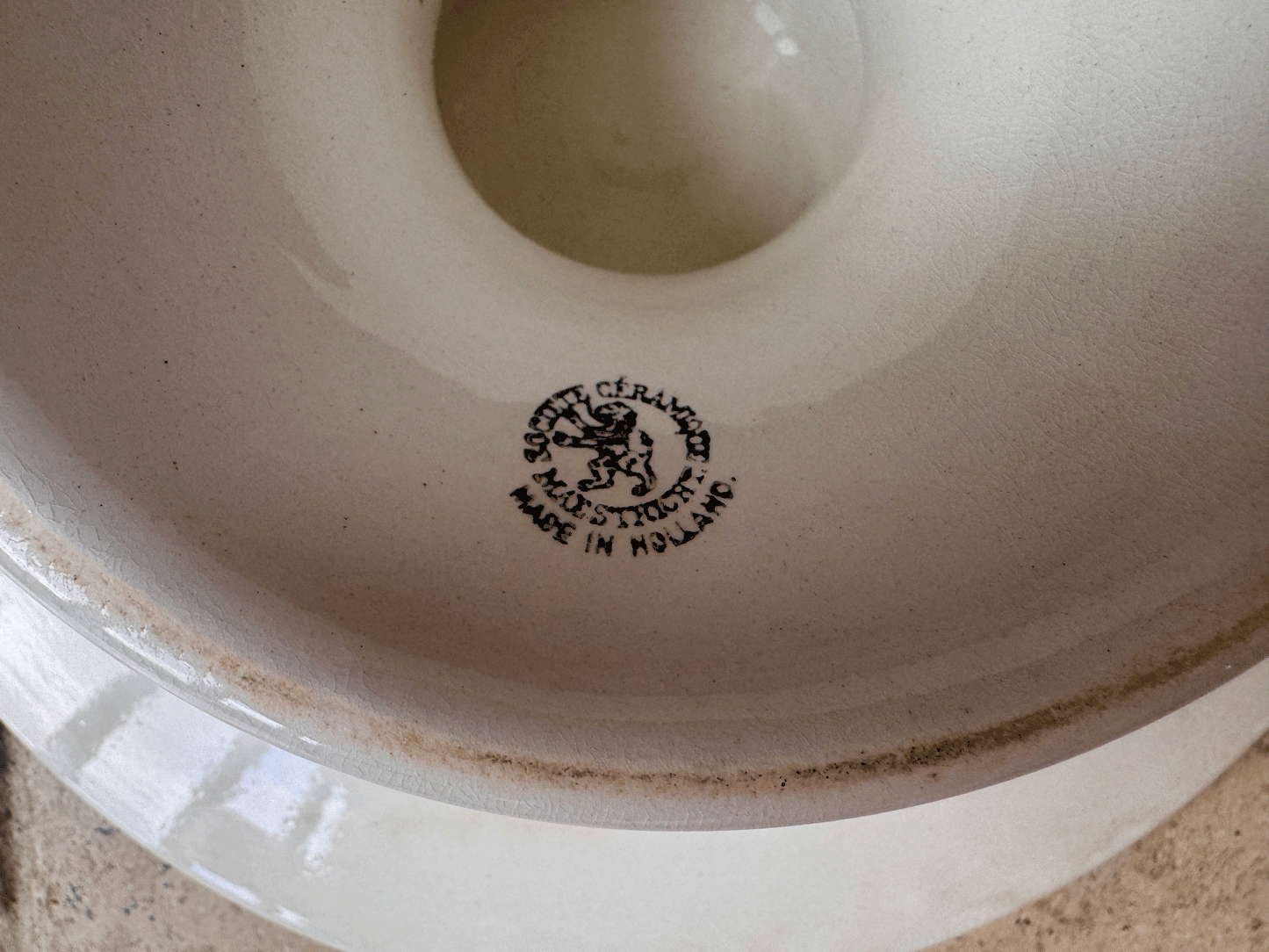antique large plain white ironstone dutch cake patisserie stand societe ceramique