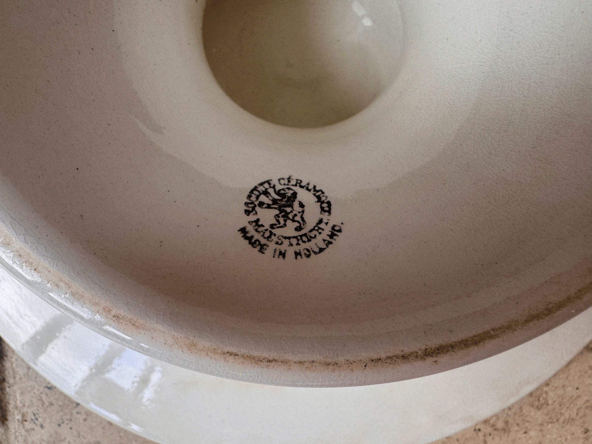 antique large plain white ironstone dutch cake patisserie stand societe ceramique