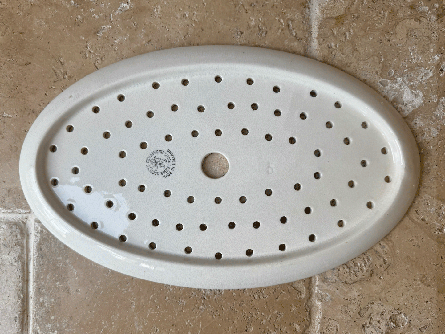 antique dutch plain white ironstone petrus regout drainer berry plate