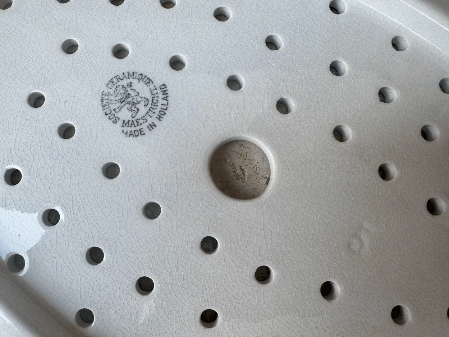 antique dutch plain white ironstone petrus regout drainer berry plate
