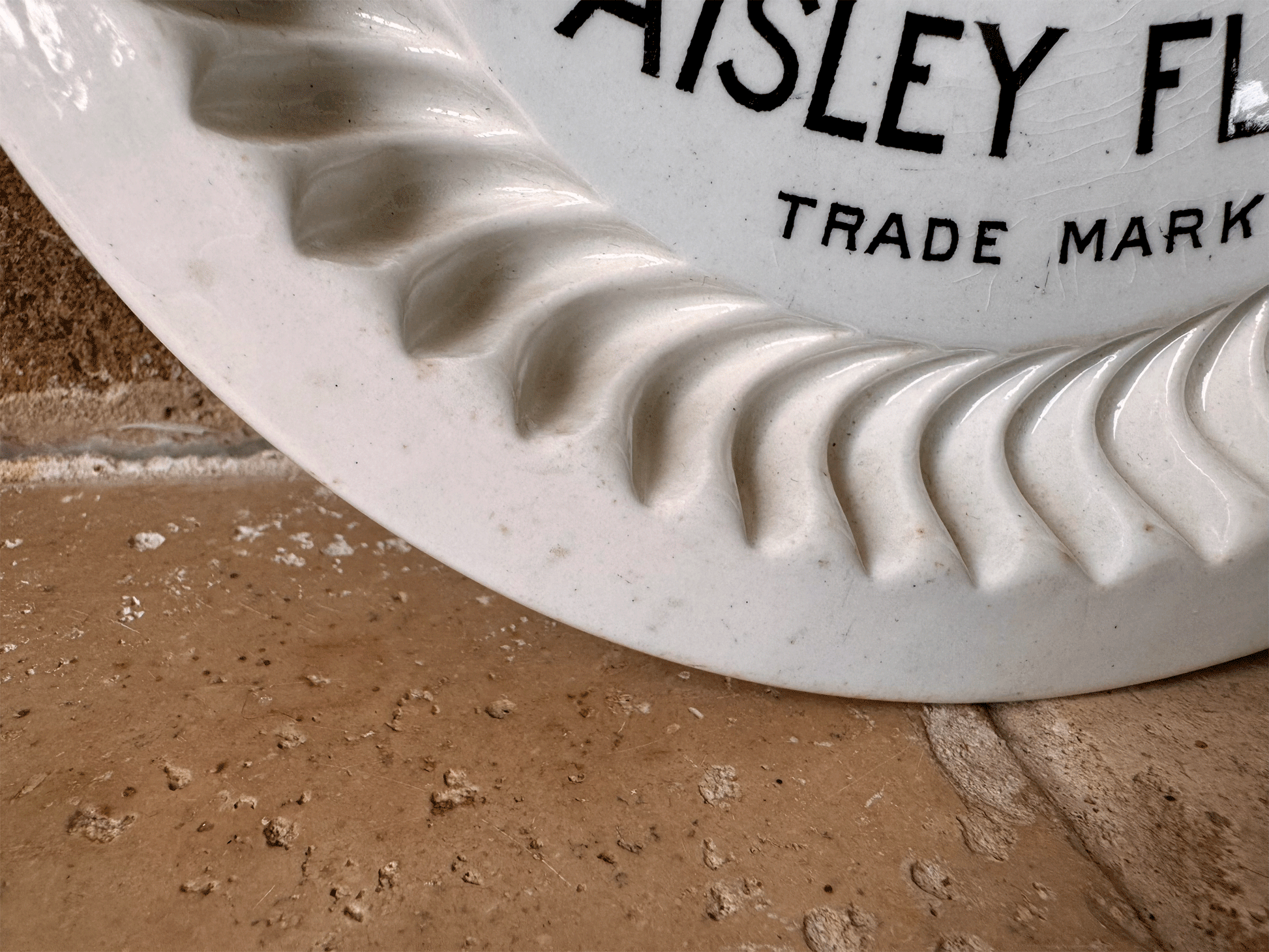 antique edwardian english white ironstone shortlbread mould advertising brown polson paisley flour