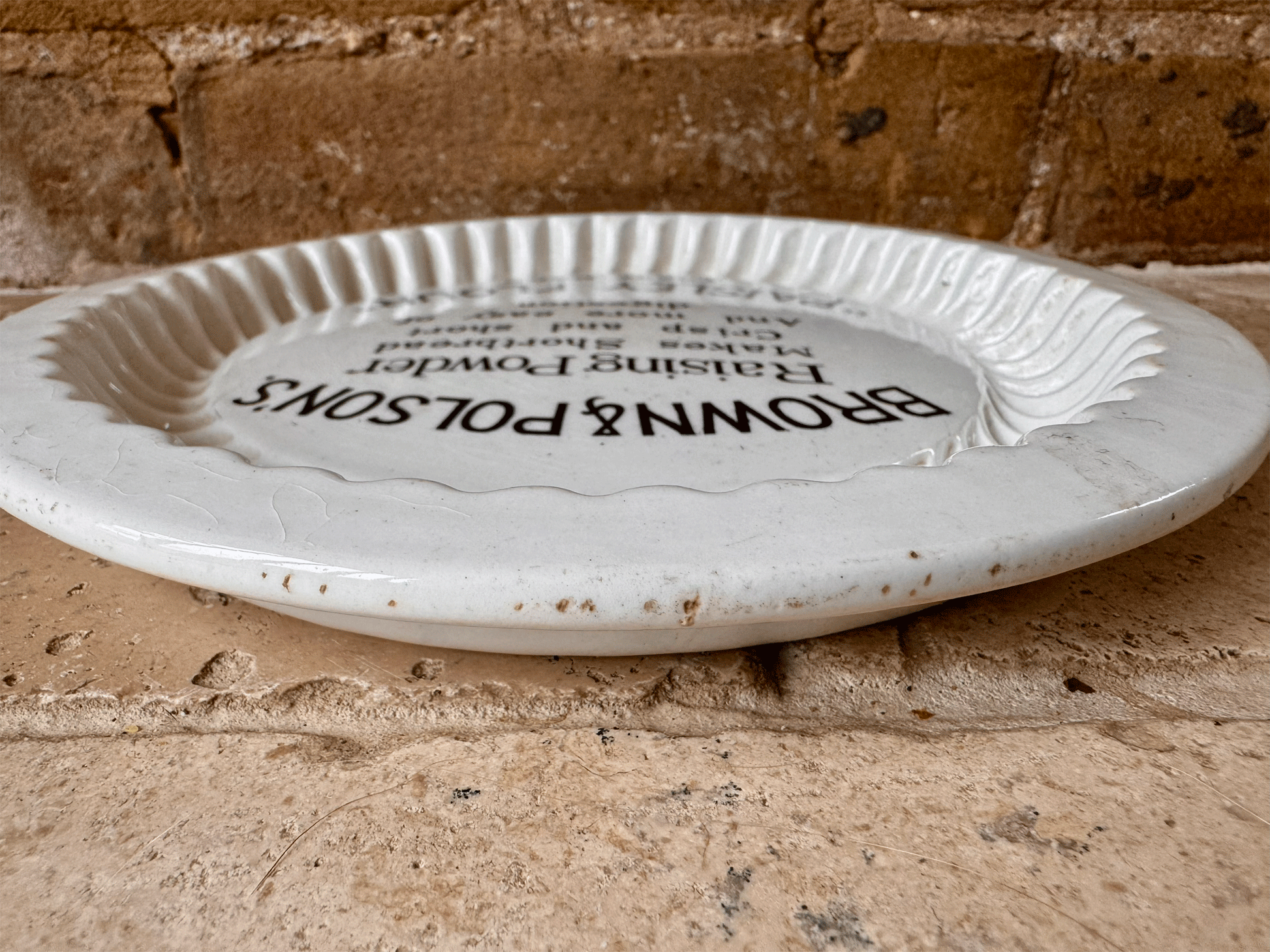 antique edwardian english white ironstone shortlbread mould advertising brown polson paisley flour