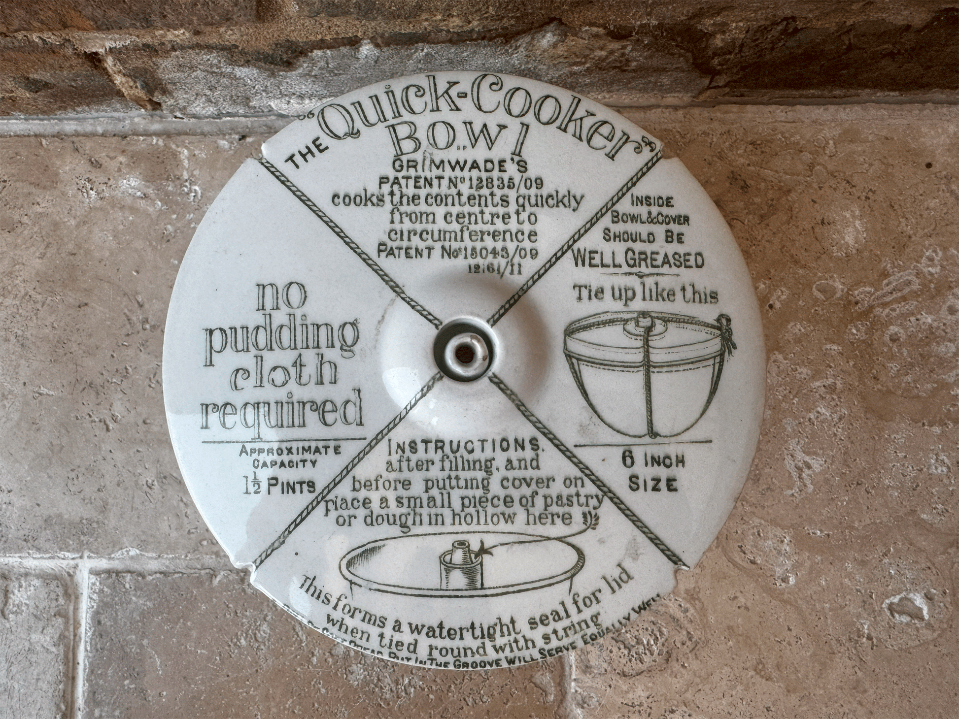 antique edwardian rare grimwades ironstone advertising large quick cooker bowl