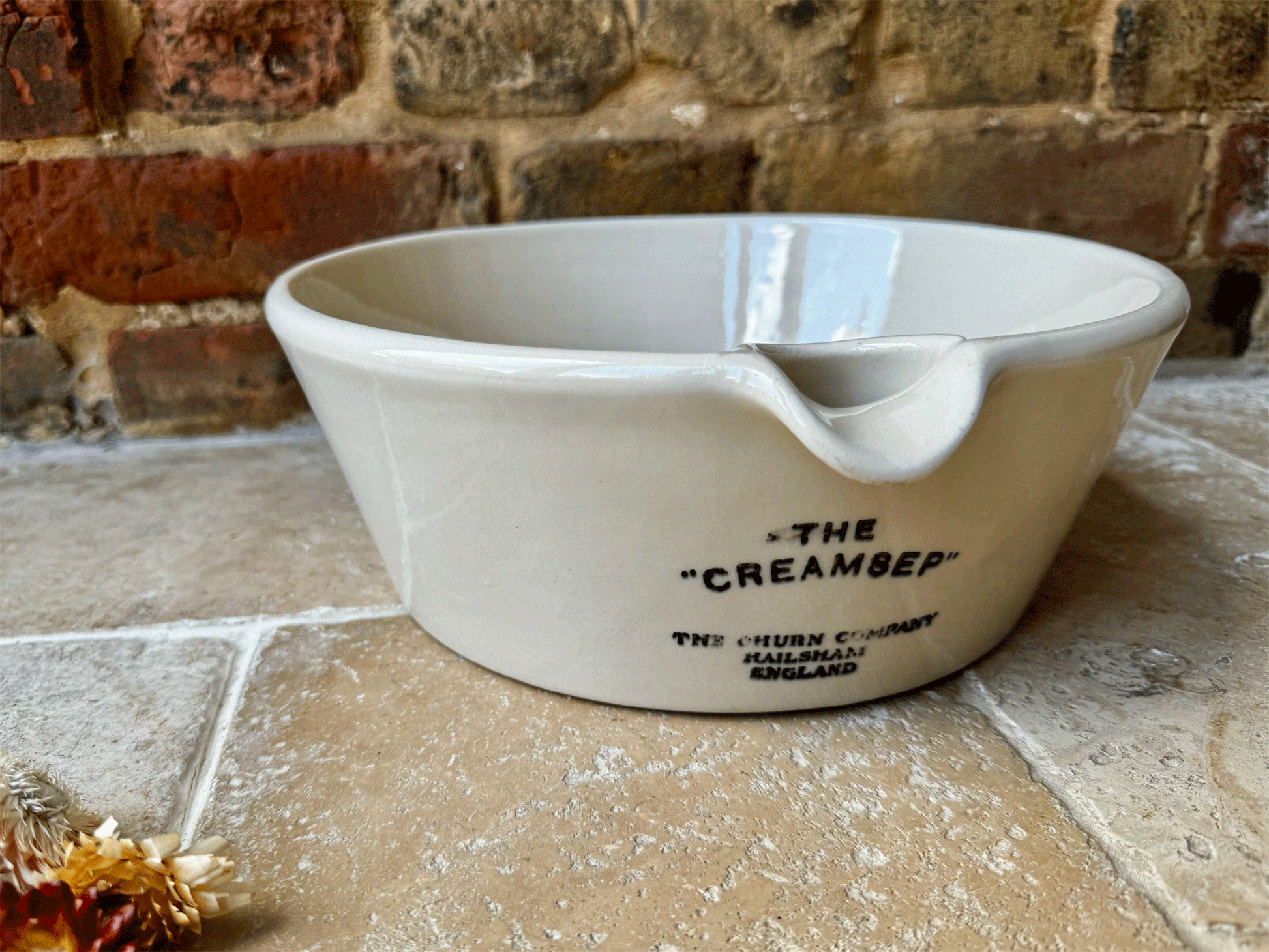 antique white ironstone large the creamsep dairy bowl cream milk separator the churn company hailsham