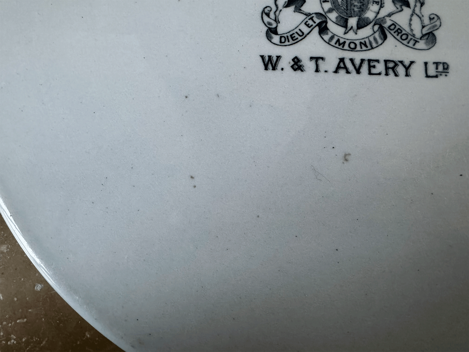 large antique edwardian rare white ironstone scale plate black transferware advertising w t avery