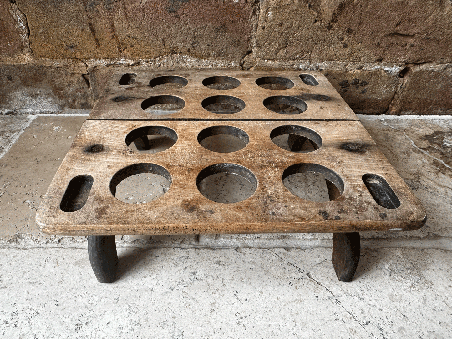 antique english edwardian rare treen wooden stackable square egg rack one dozen eggs