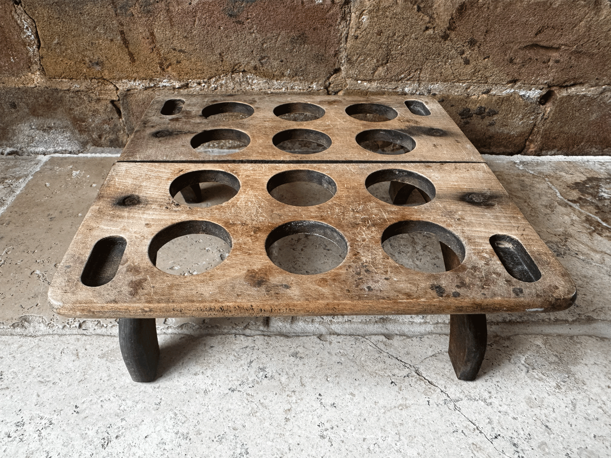 antique english edwardian rare treen wooden stackable square egg rack one dozen eggs