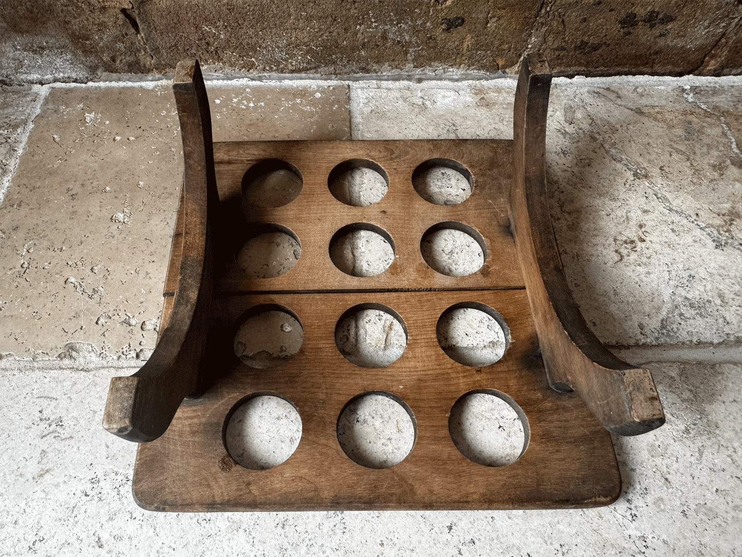 antique english edwardian rare treen wooden stackable square egg rack one dozen eggs