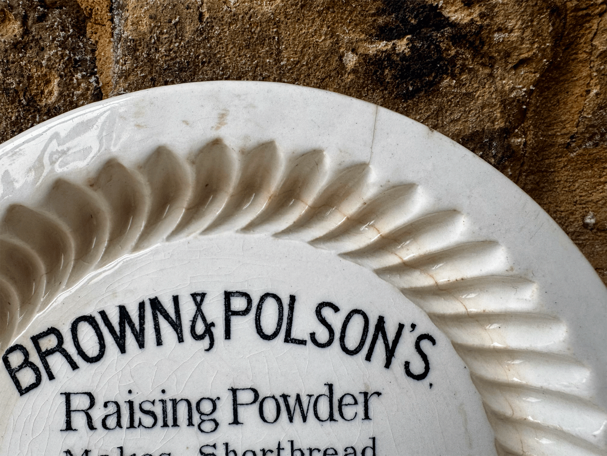 antique edwardian white ironstone doulton burslem advertising shortbread mould brown polson paisley flour