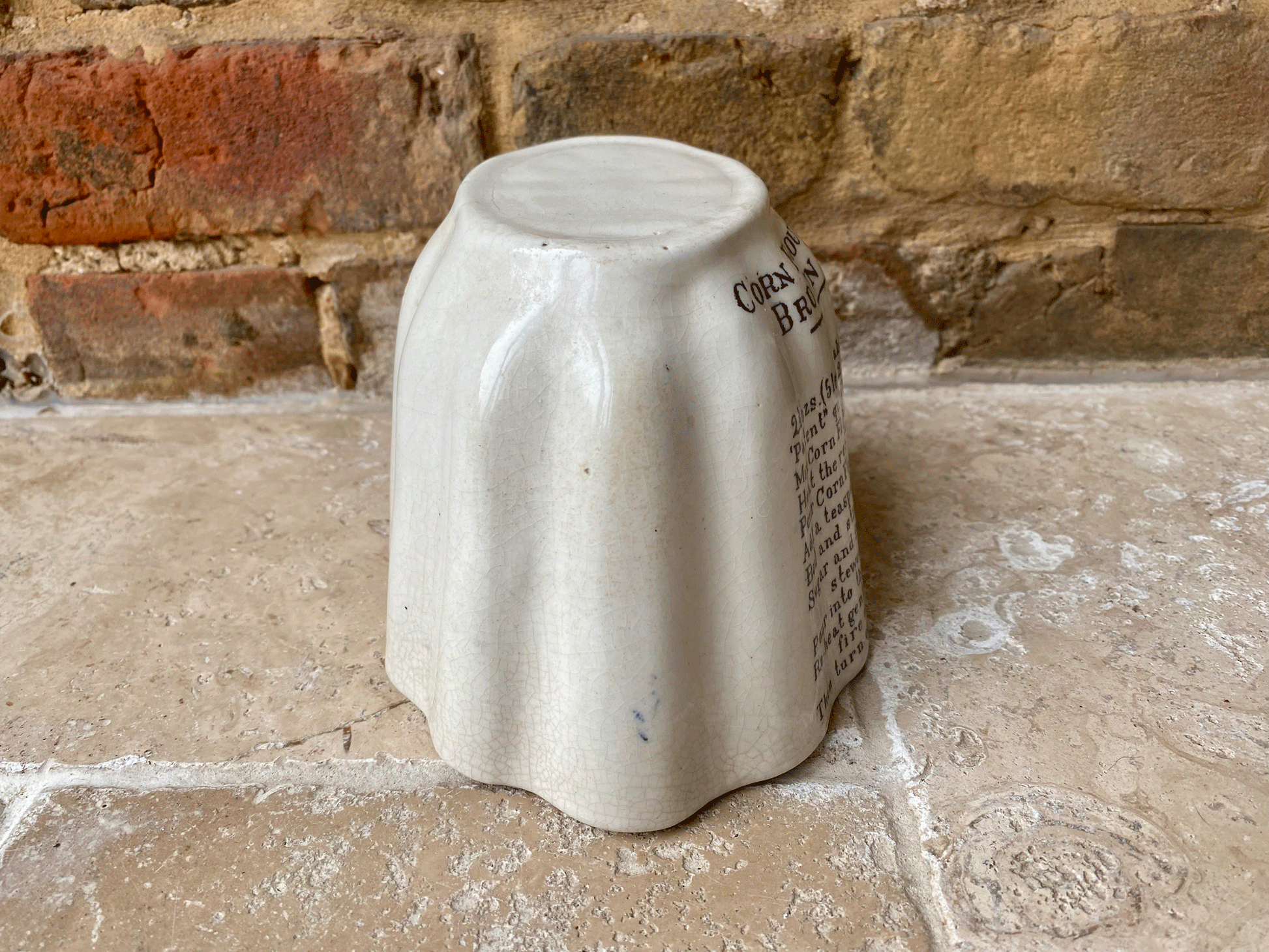 rare antique edwardian white ironstone advertising jelly mould brown polson cornflour blancmange