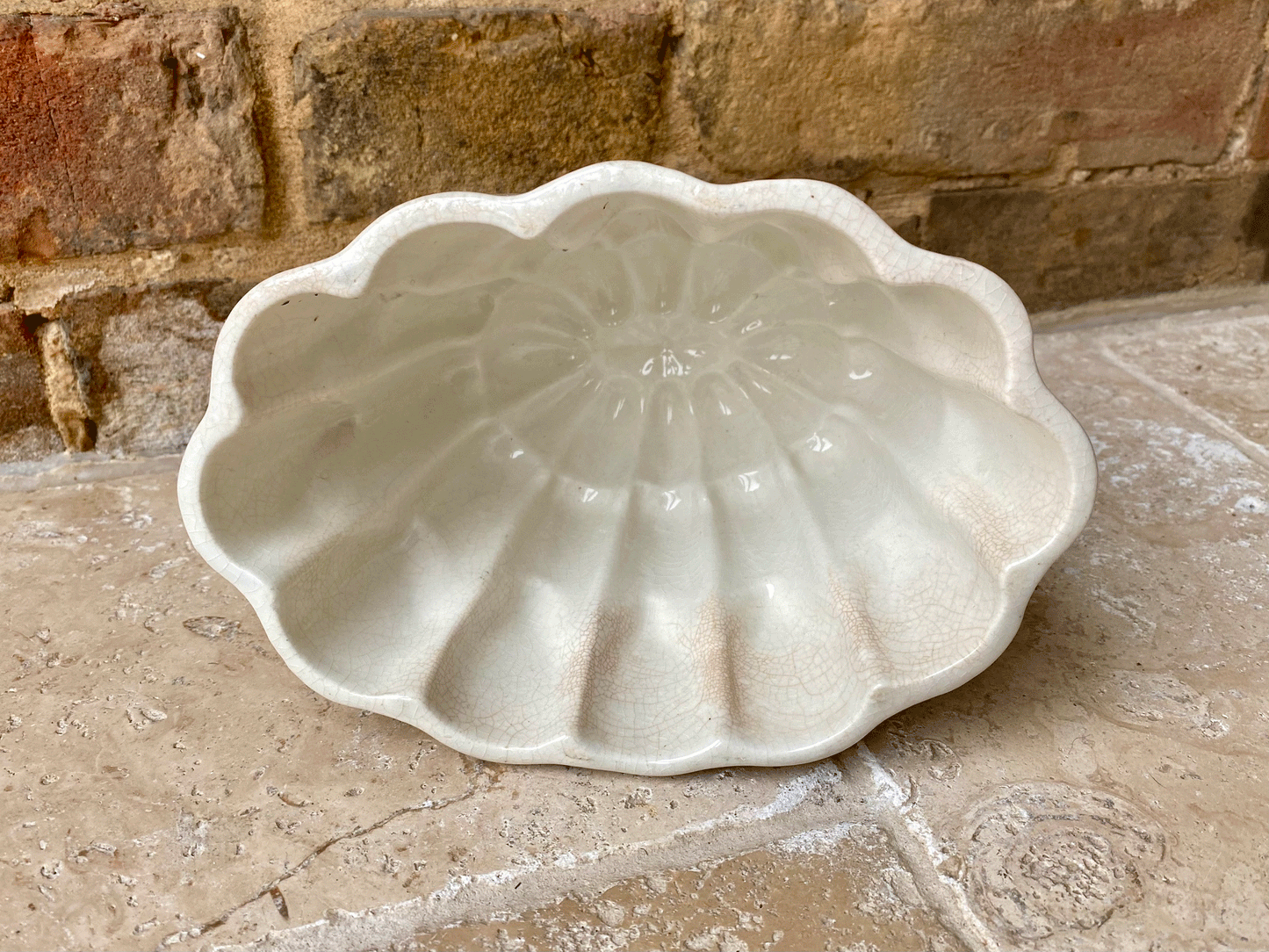 rare antique edwardian white ironstone advertising jelly mould brown polson cornflour blancmange