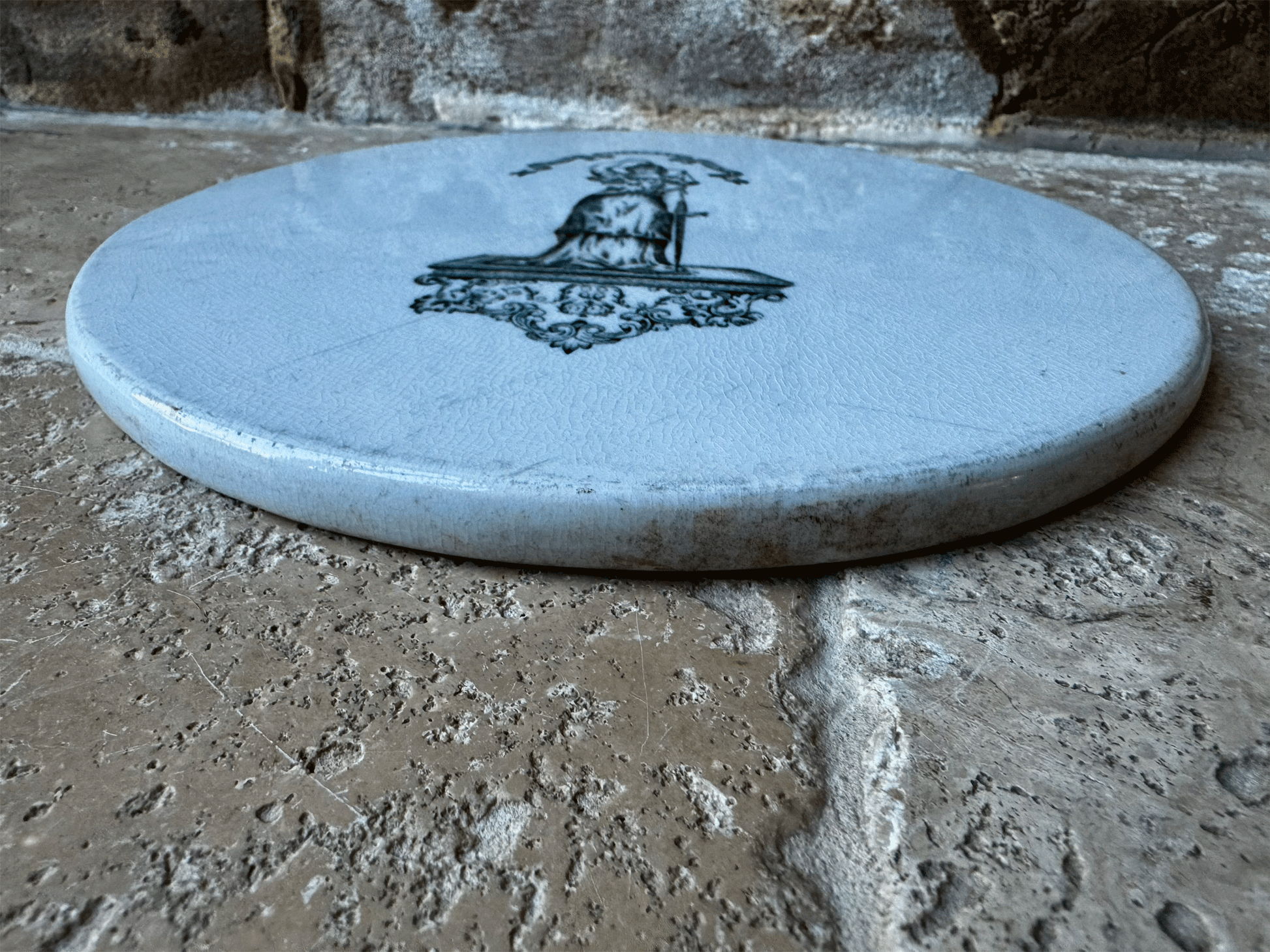 antique edwardian white ironstone advertising scale plate justitia virtutum regina cheese board