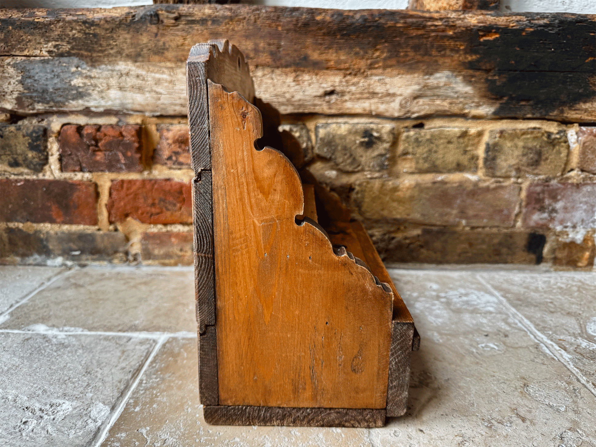 antique pine rare cawl spoon wooden treen hanging rack