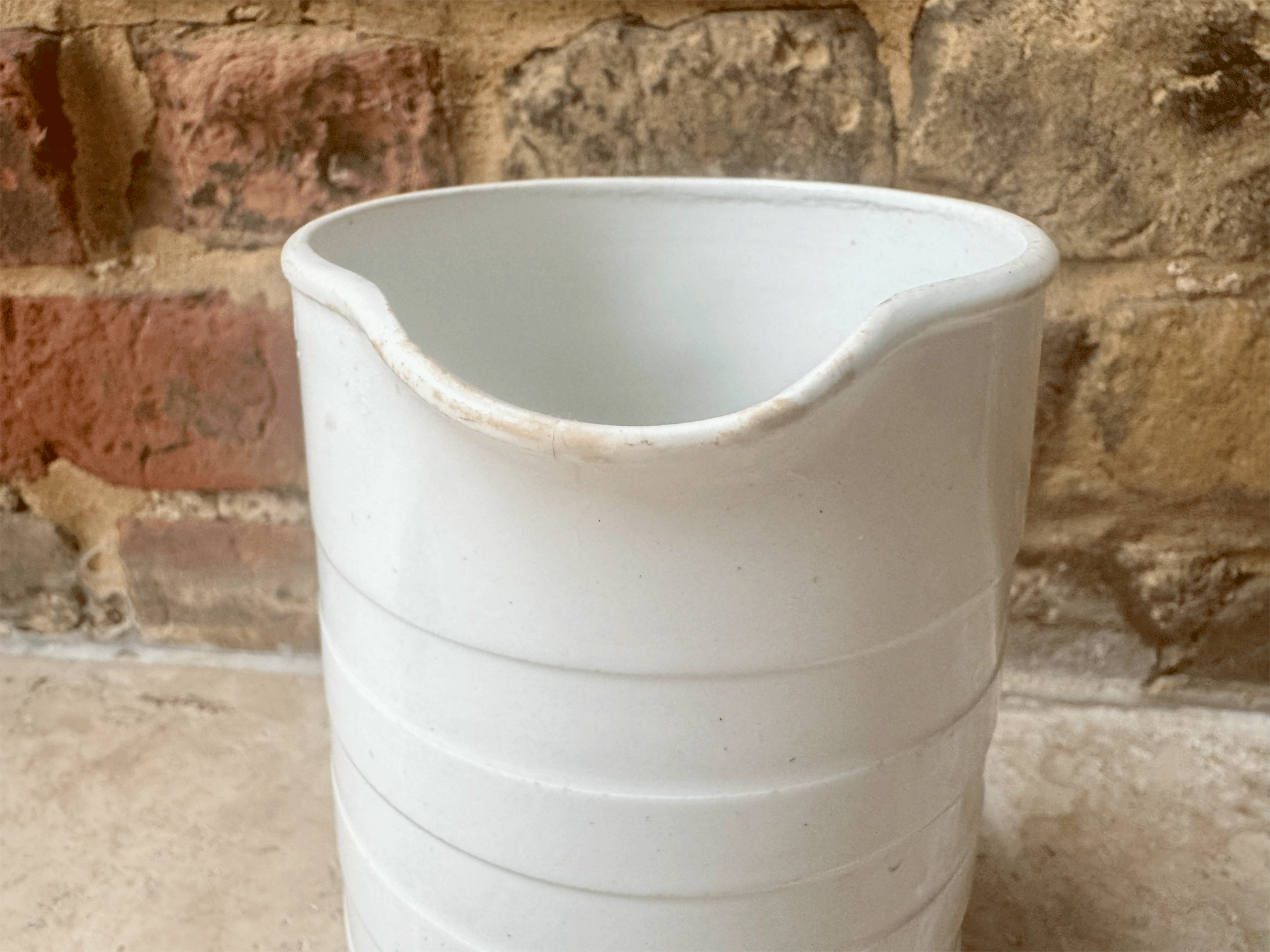antique english plain white ironstone dairy jug pitcher vase utensil storage