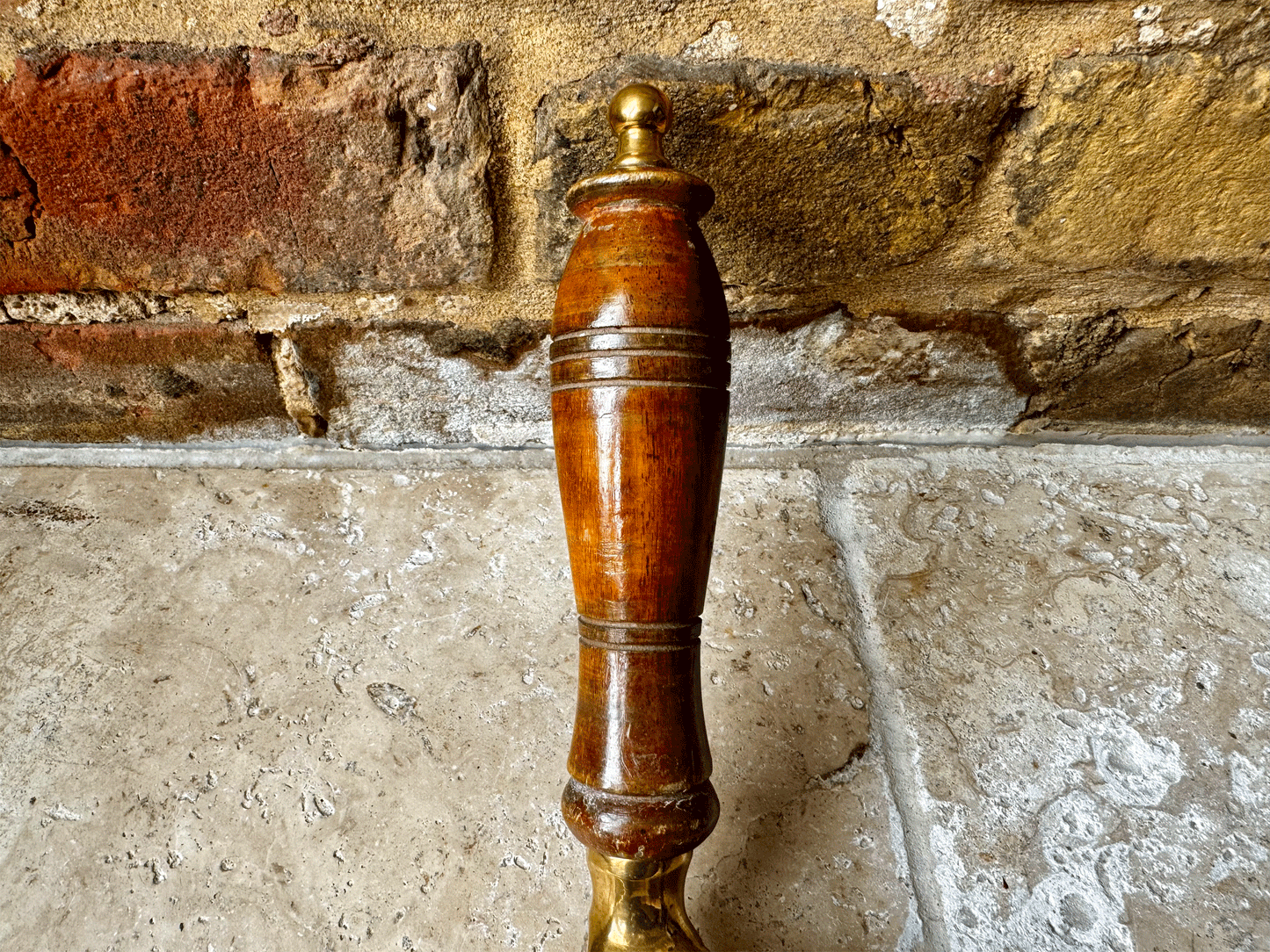 antique earlt 20th century brass shop shopkeeper scoop turned mahogany handle