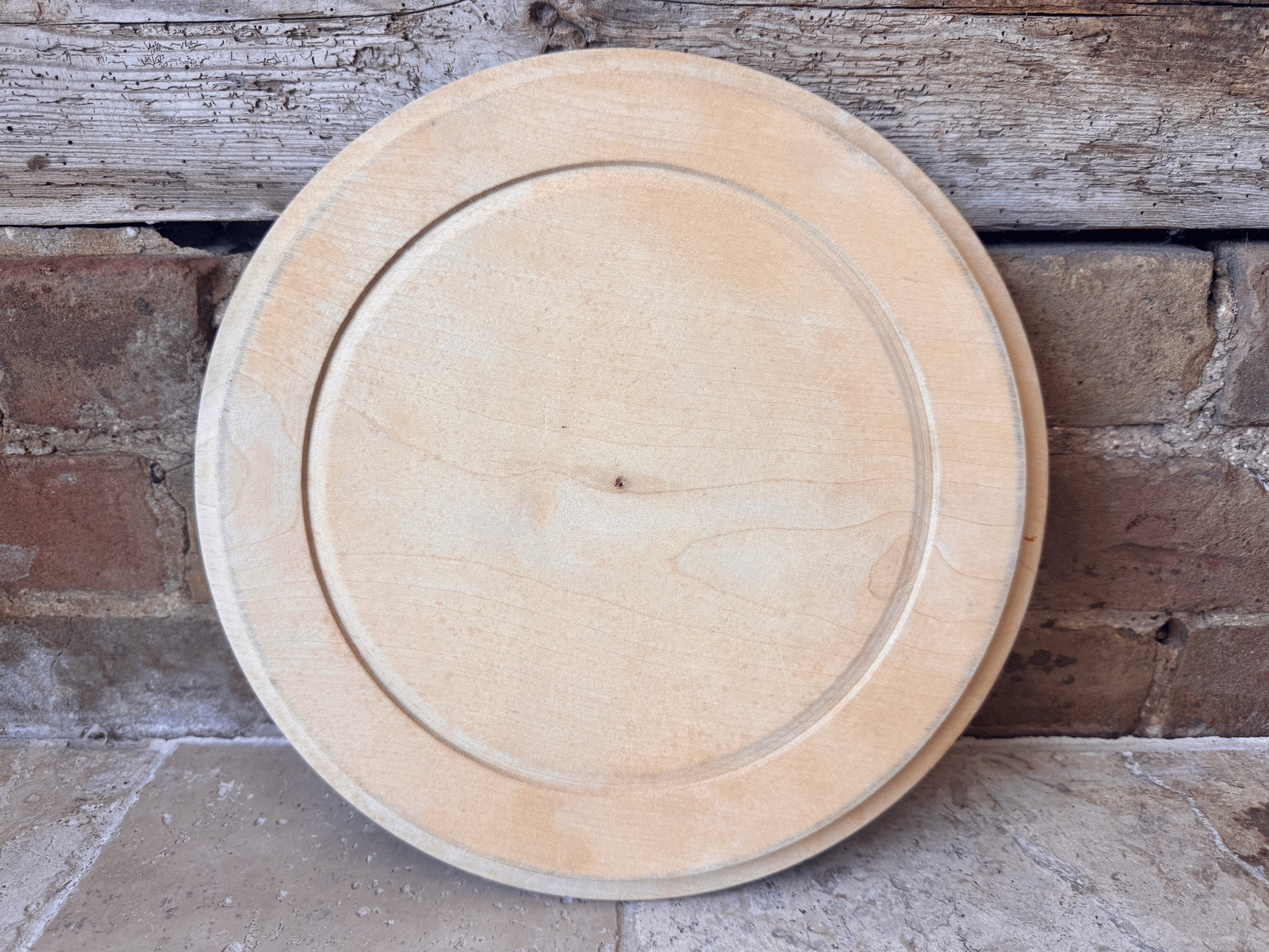 antique vintage carved wooden treen english bread board motto rosette