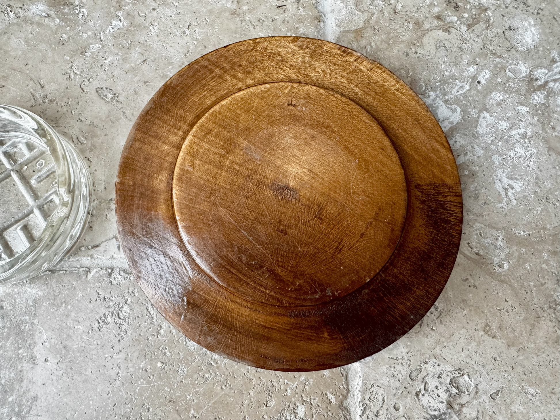 antique deeply carved english wooden treen butter board dish rosettes foliage