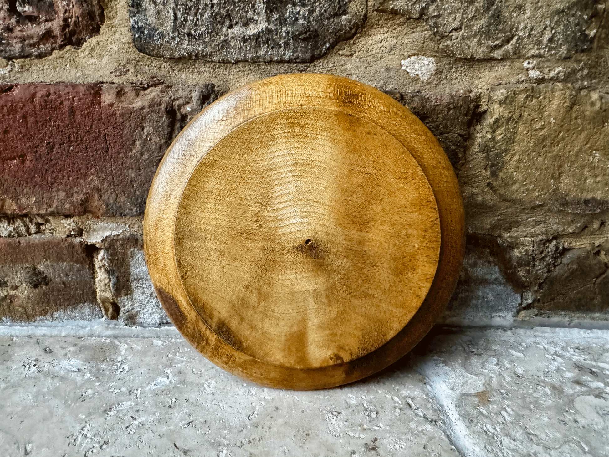 antique english deeply carved wooden treen butter board dish willow liner plate