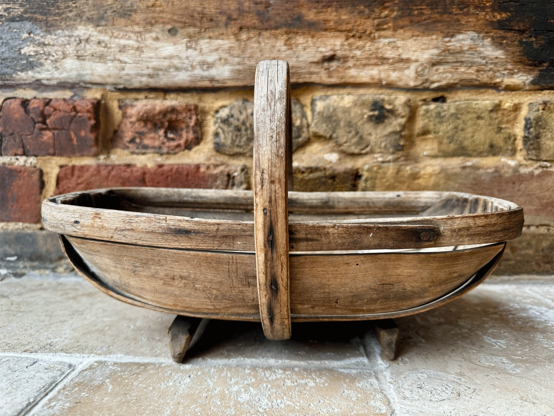 antique english wooden treen small sussex trug