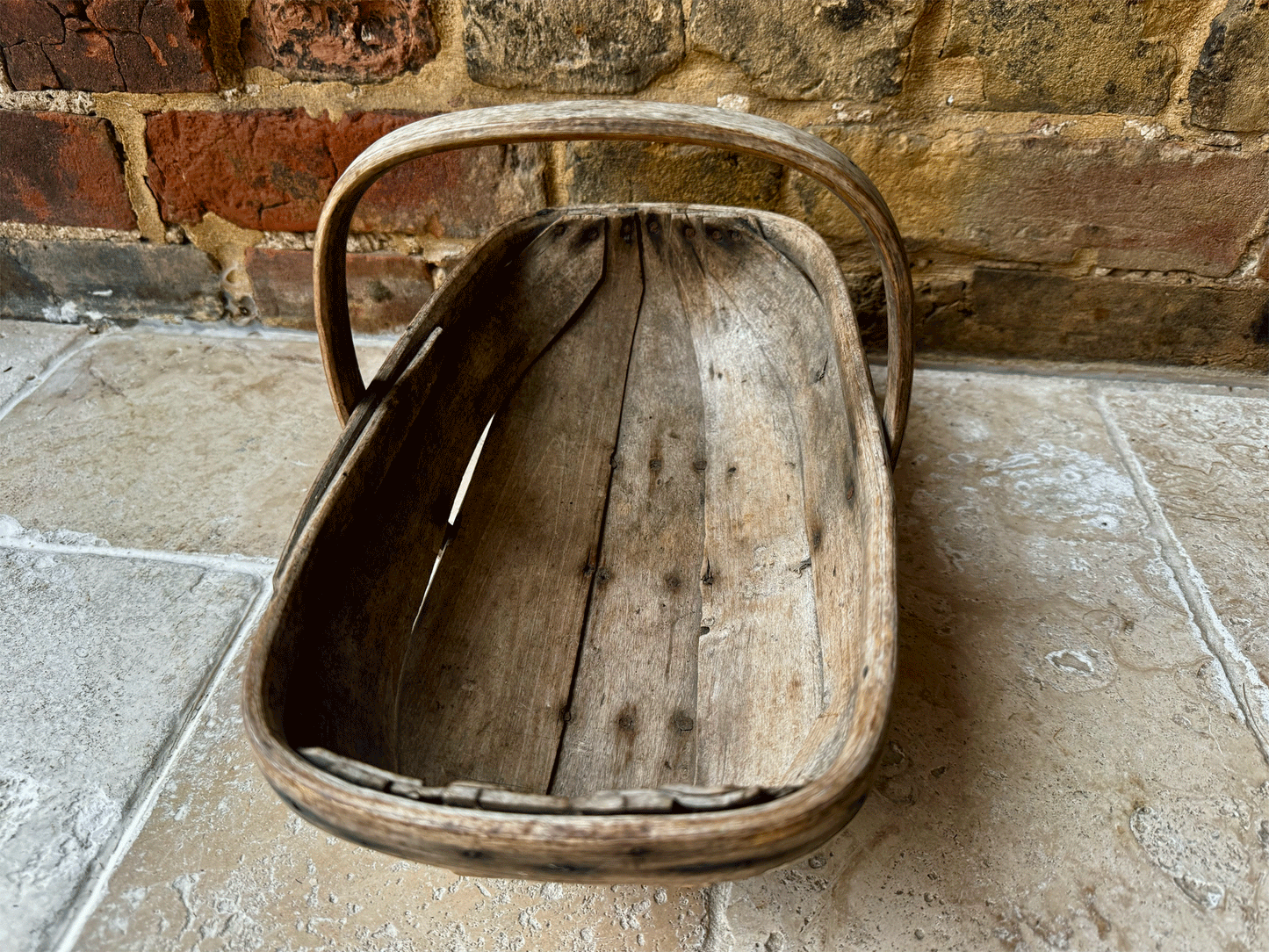 antique english wooden treen small sussex trug