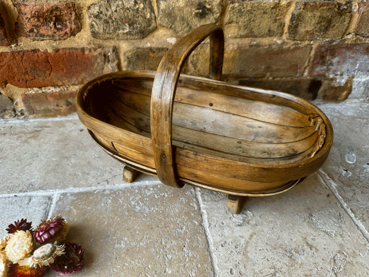 antique early 20th century rustic wooden treen sussex trug