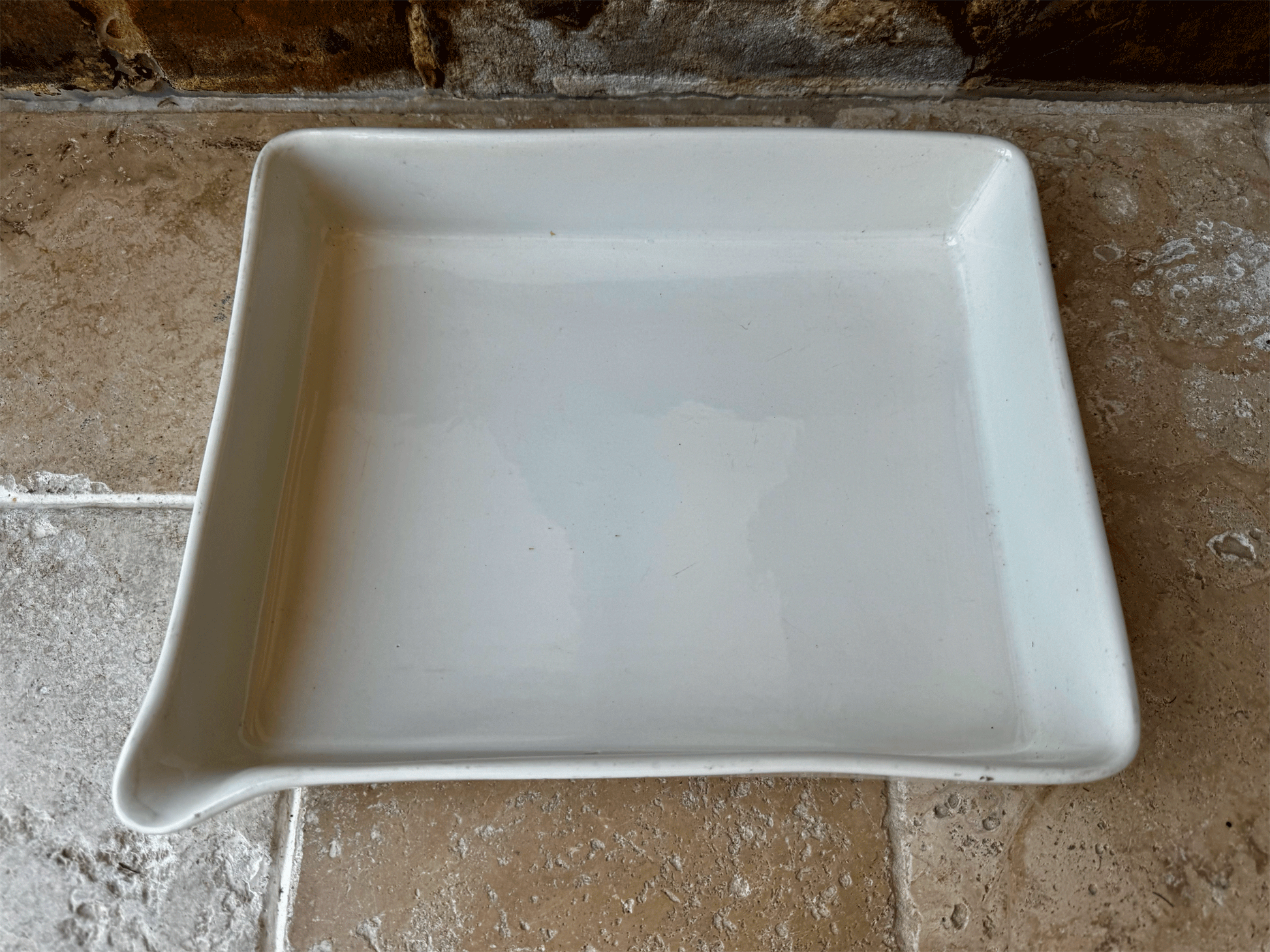 antique edwardian rare extra large plain white ironstone granitine developing tray