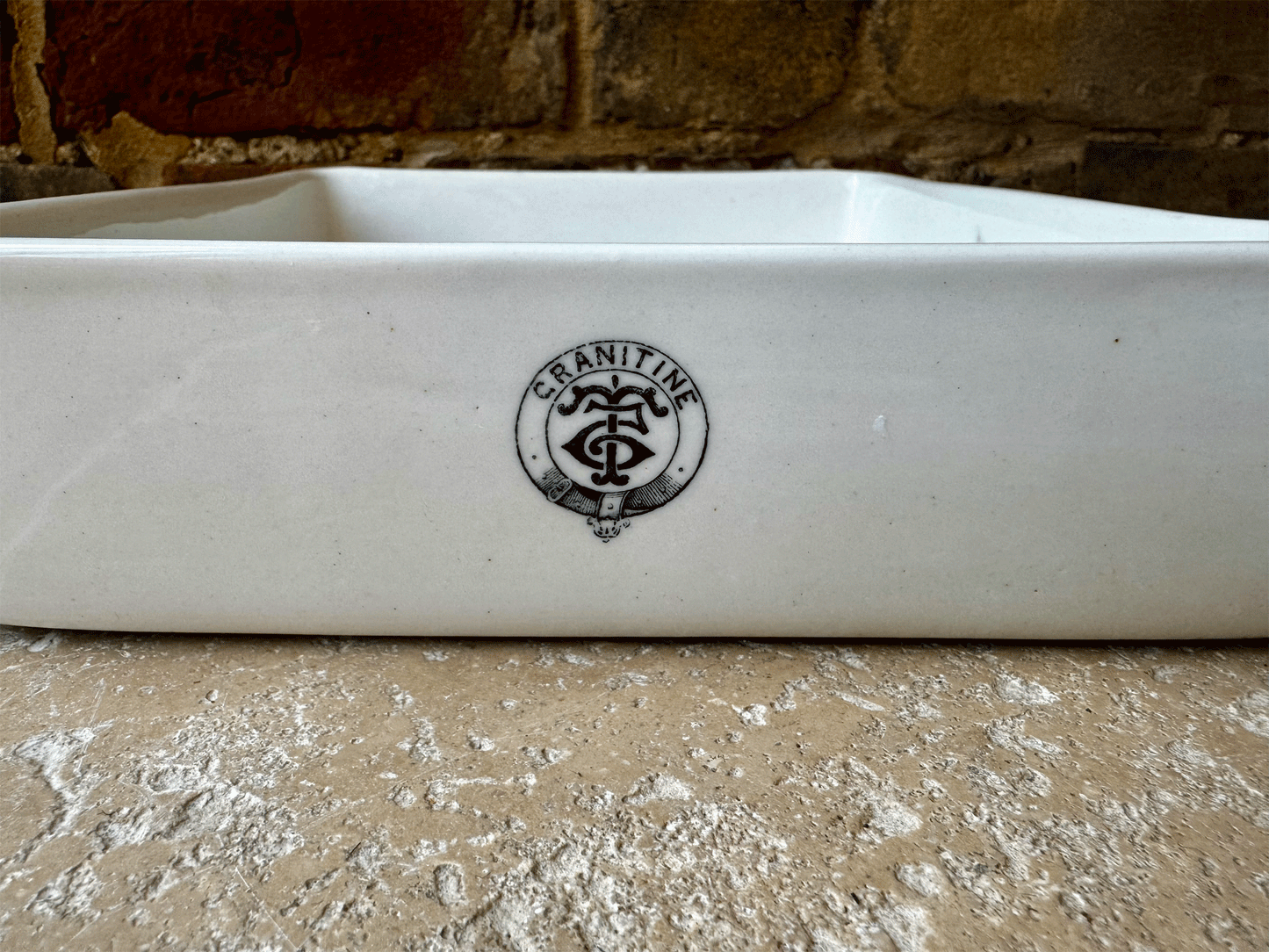 antique edwardian rare extra large plain white ironstone granitine developing tray