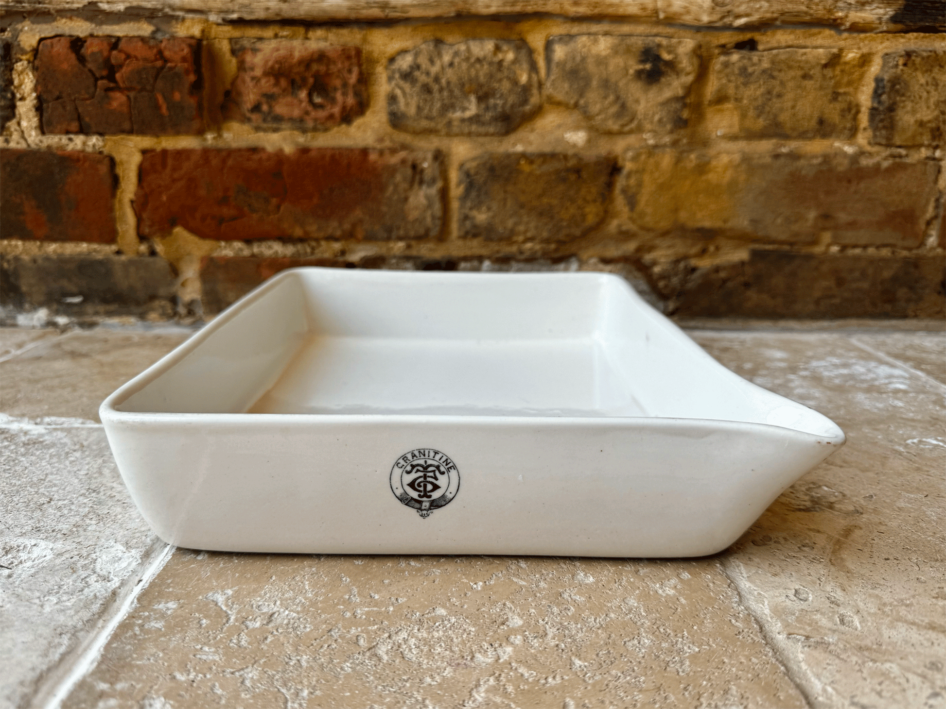 antique edwardian rare extra large plain white ironstone granitine developing tray