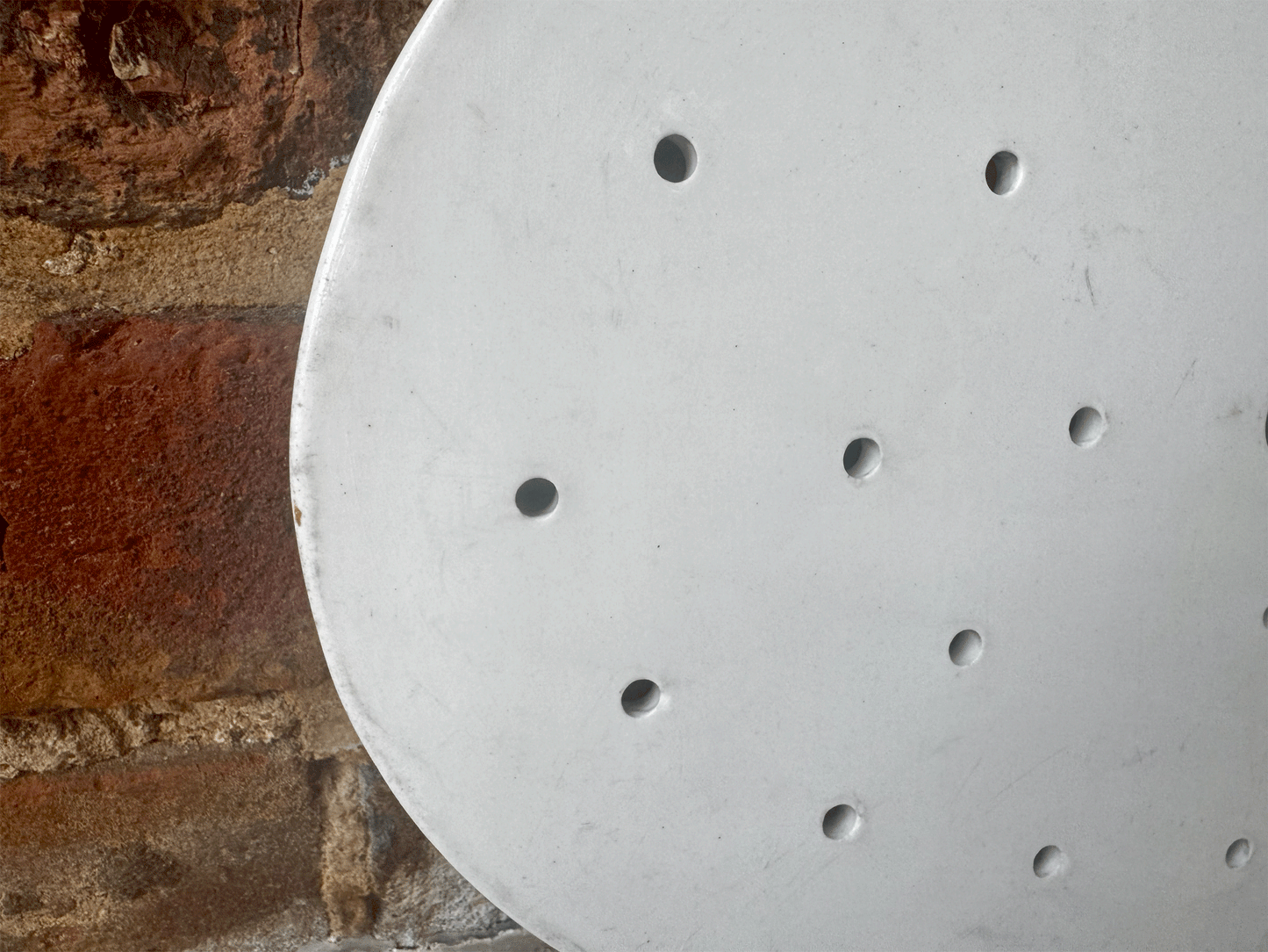 antique extra large plain white ironstone pierced drainer plate platter