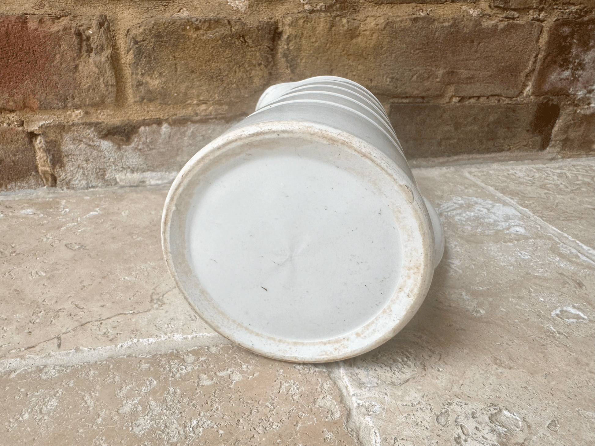 antique english plain white ironstone dairy jug pitcher vase utensil storage