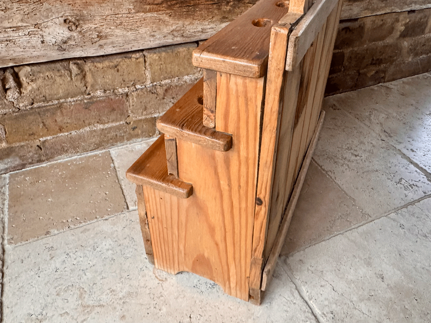 antique english welsh cawl spoon holder wooden pine extra large heart