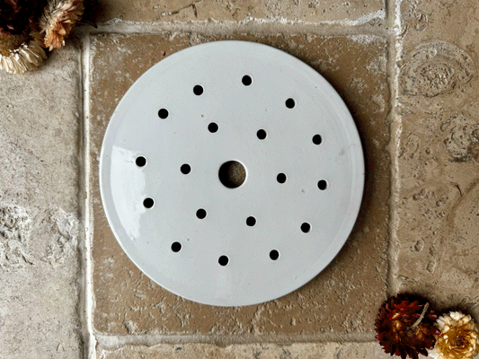 antique english white ironstone small pierced drainer plate