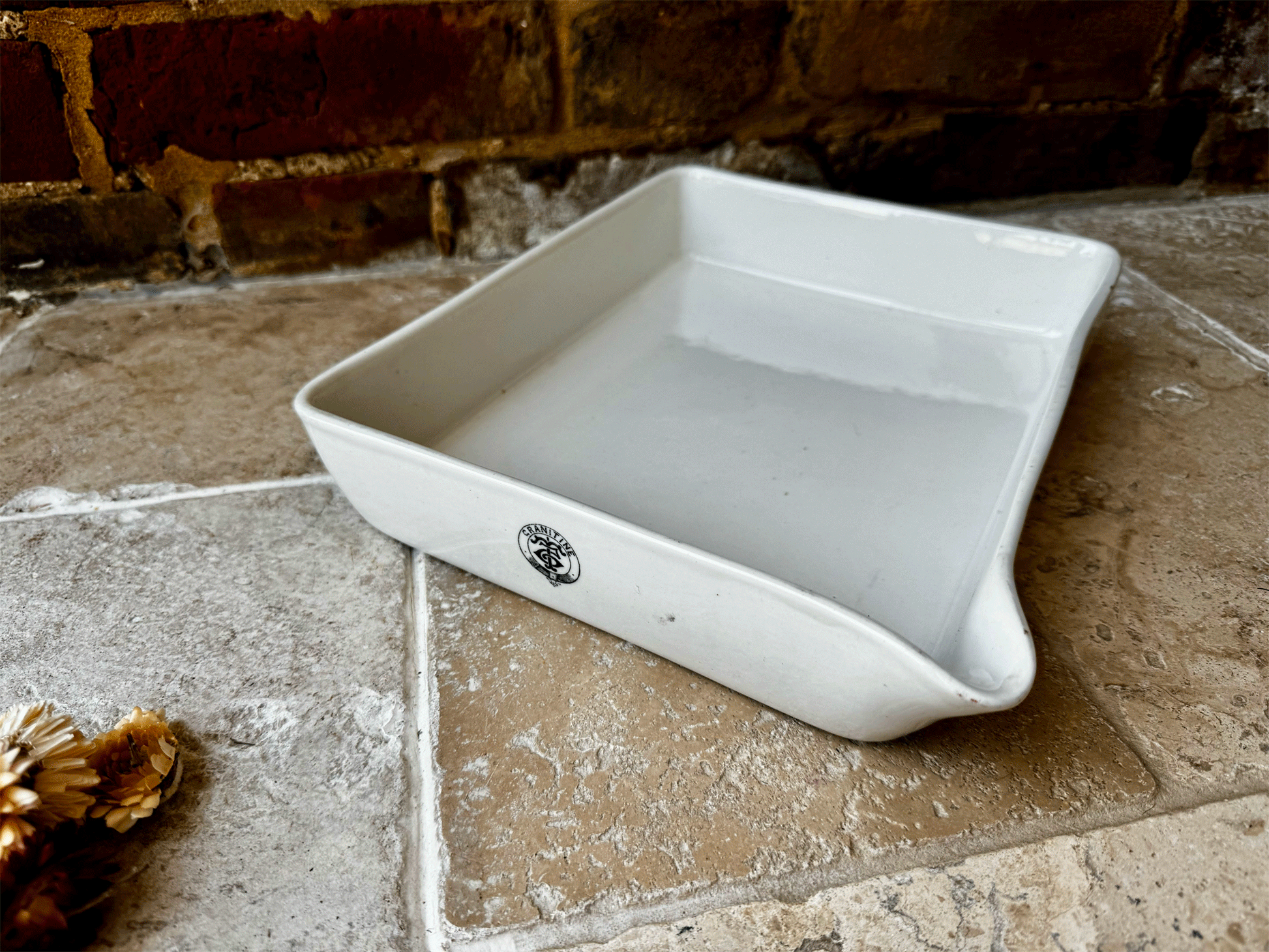 antique edwardian rare extra large plain white ironstone granitine developing tray