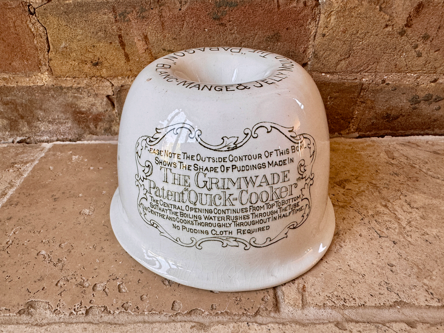 antique edwardian white ironstone green transferware rare advertising jelly mould grimwades paragon jelly mould