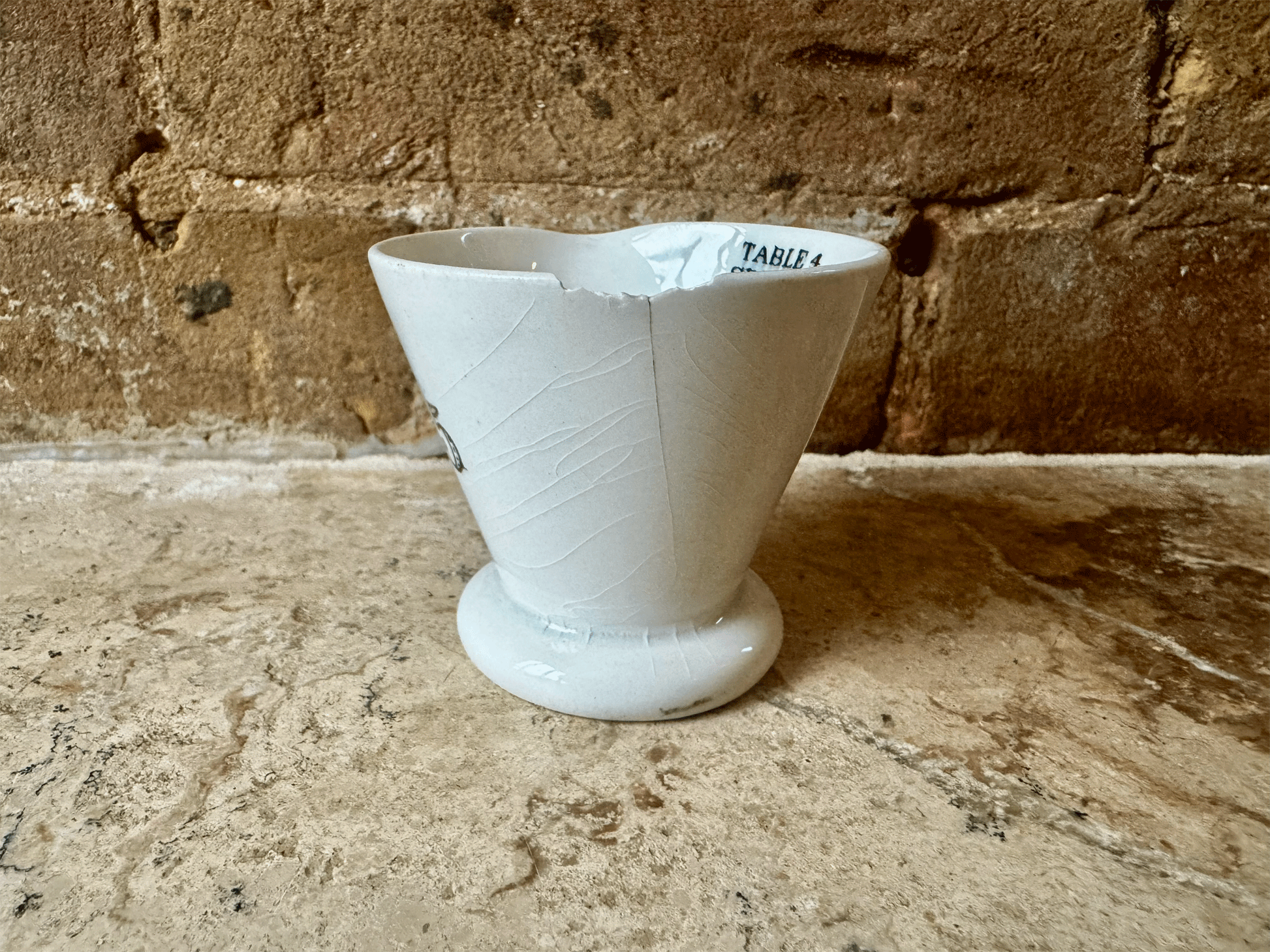 rare antique edwardian white ironstone tablespoon measuring cup black typography number numeral 15 