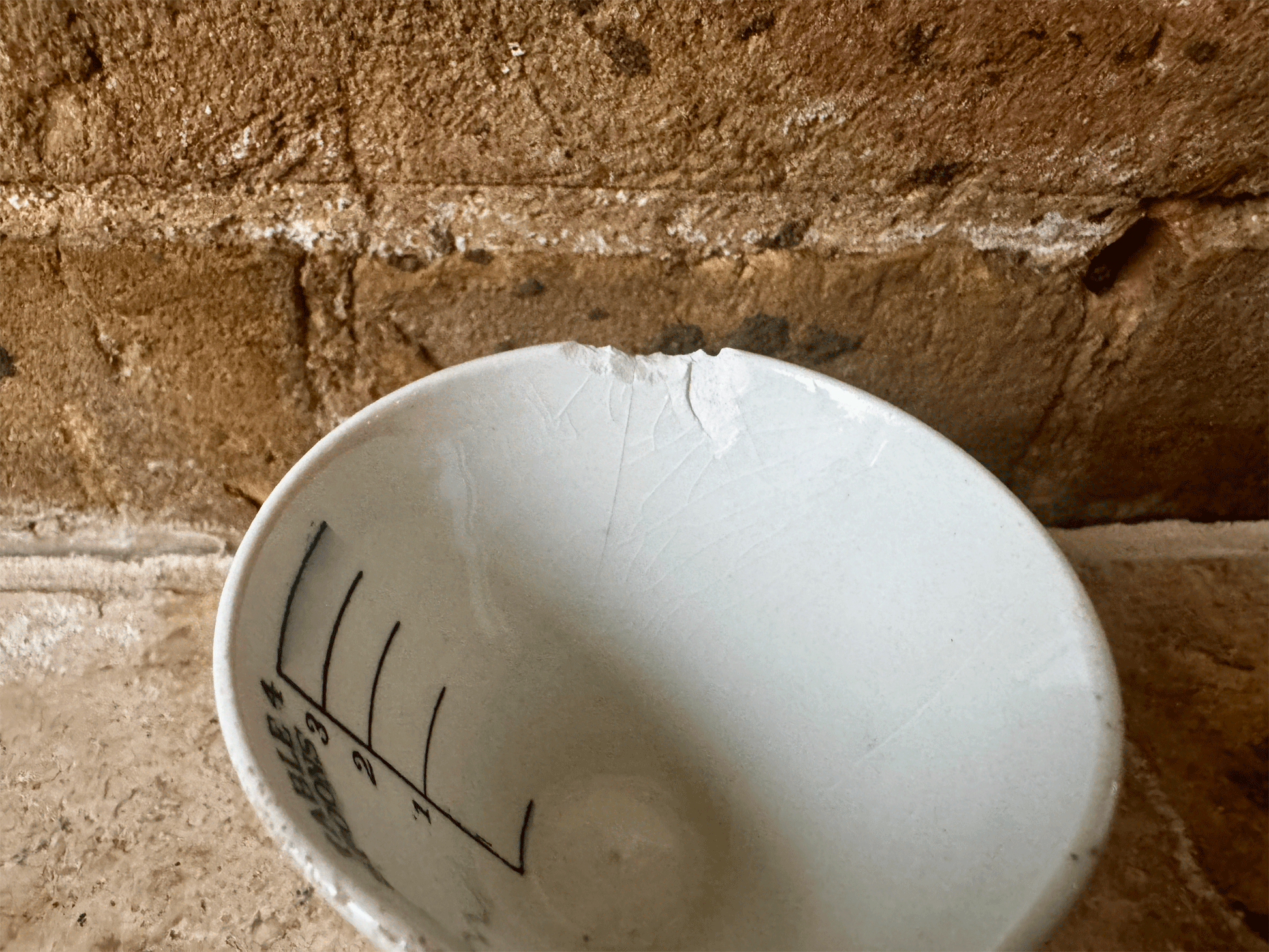 rare antique edwardian white ironstone tablespoon measuring cup black typography number numeral 15 