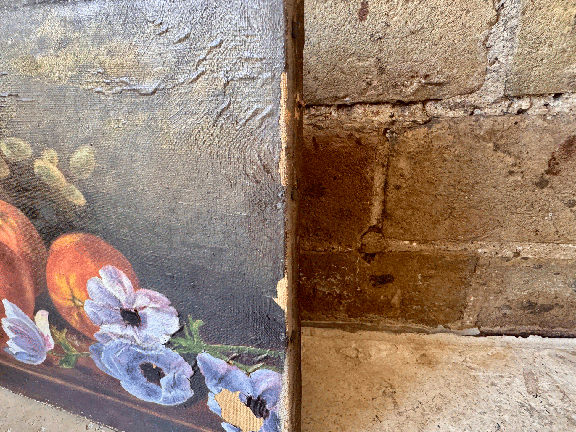 antique english still life oil painting canvas peaches confit eucalyptus anenomes florals signed john w smith