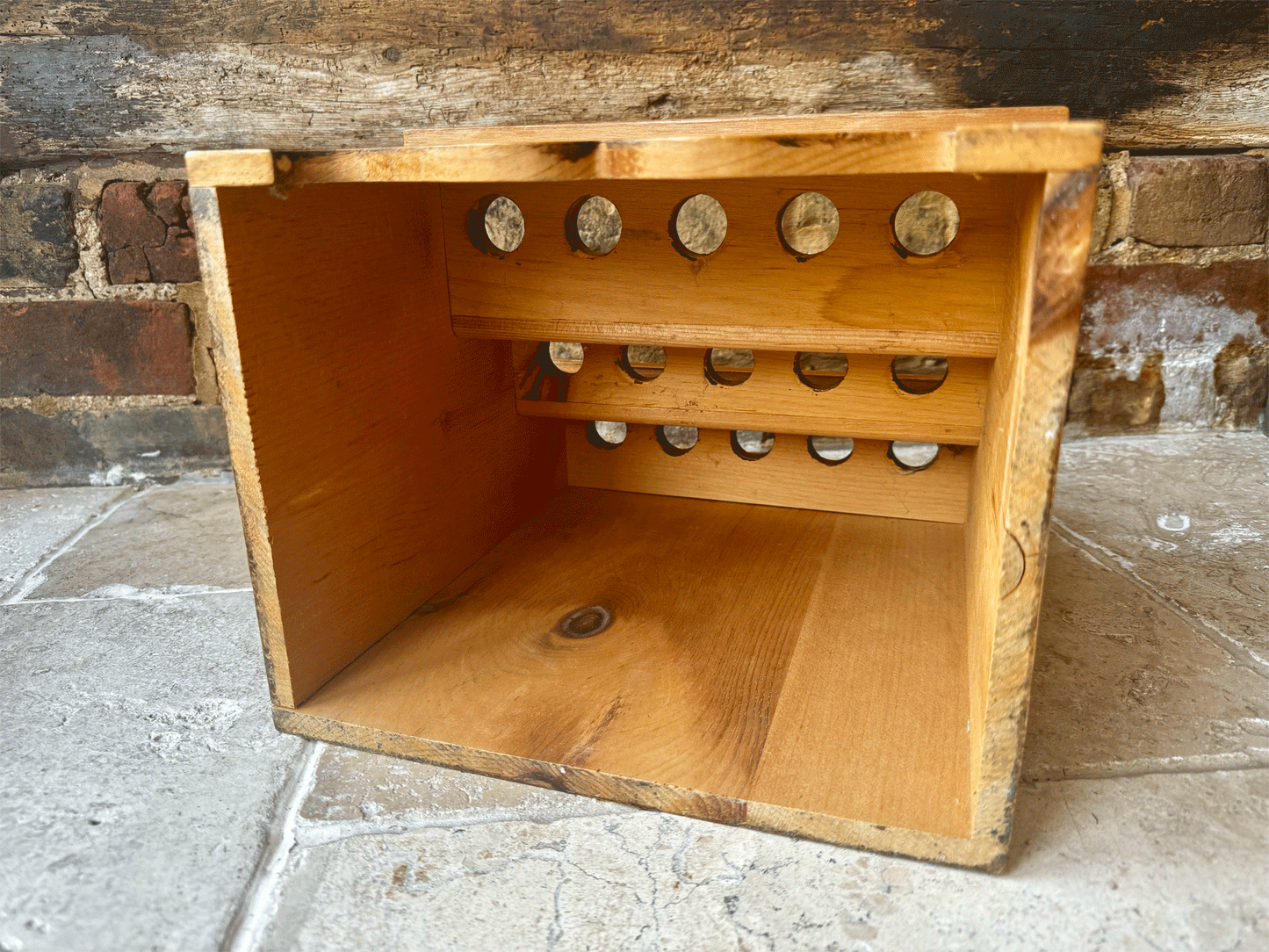 antique early 20th century wooden treen pine welsh cawl spoon rack