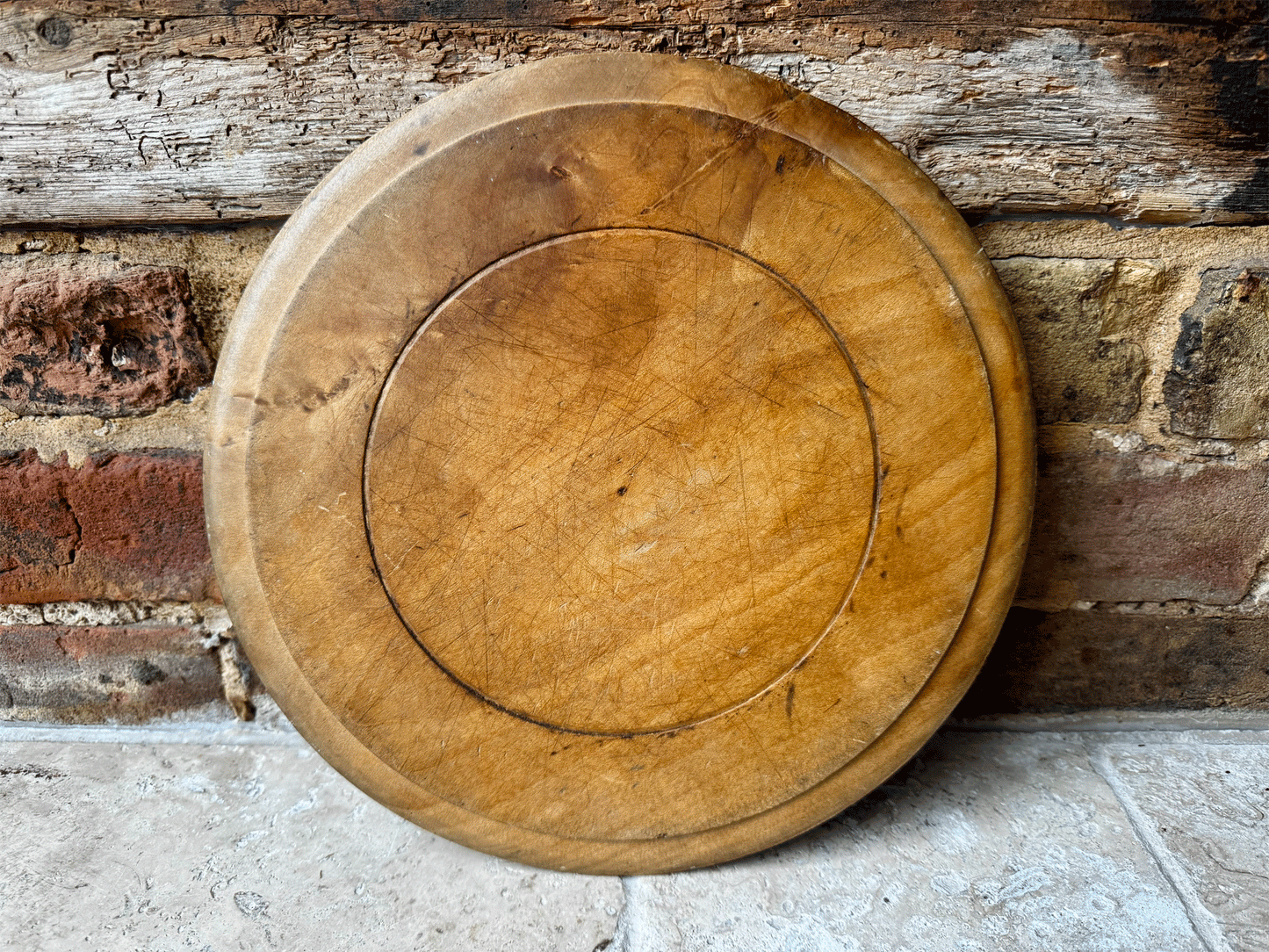 antique english chip carved wooden treen breadboard foliage