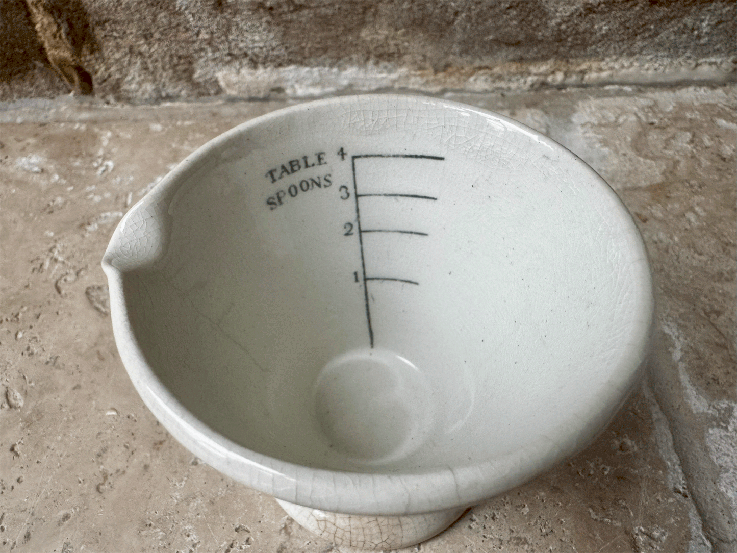 antique english white ironstone tablespoon measuring cup kitchenalia medicine measure