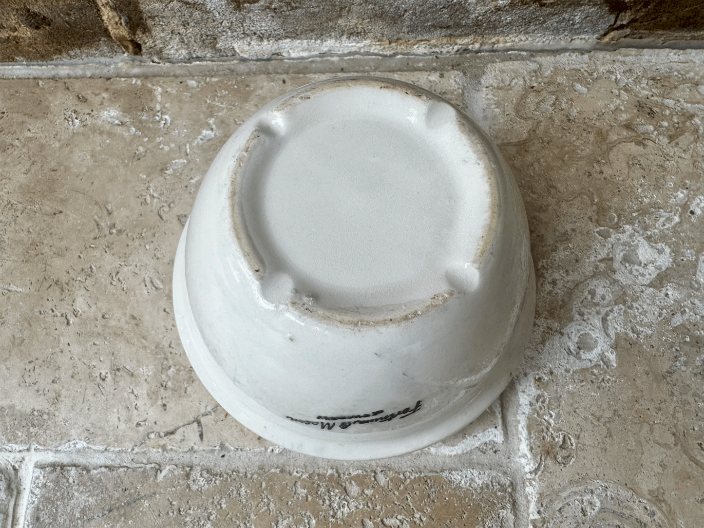 antique english white ironstone fortnum mason piccadilly pudding basin bowl advertising